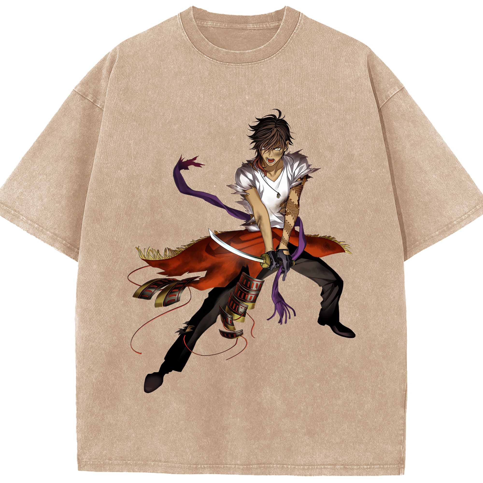 （画像用） 刀剣乱舞 Touken Ranbu 綿100% ヴィンテージ風 半袖Tシャツ（フロントプリント）