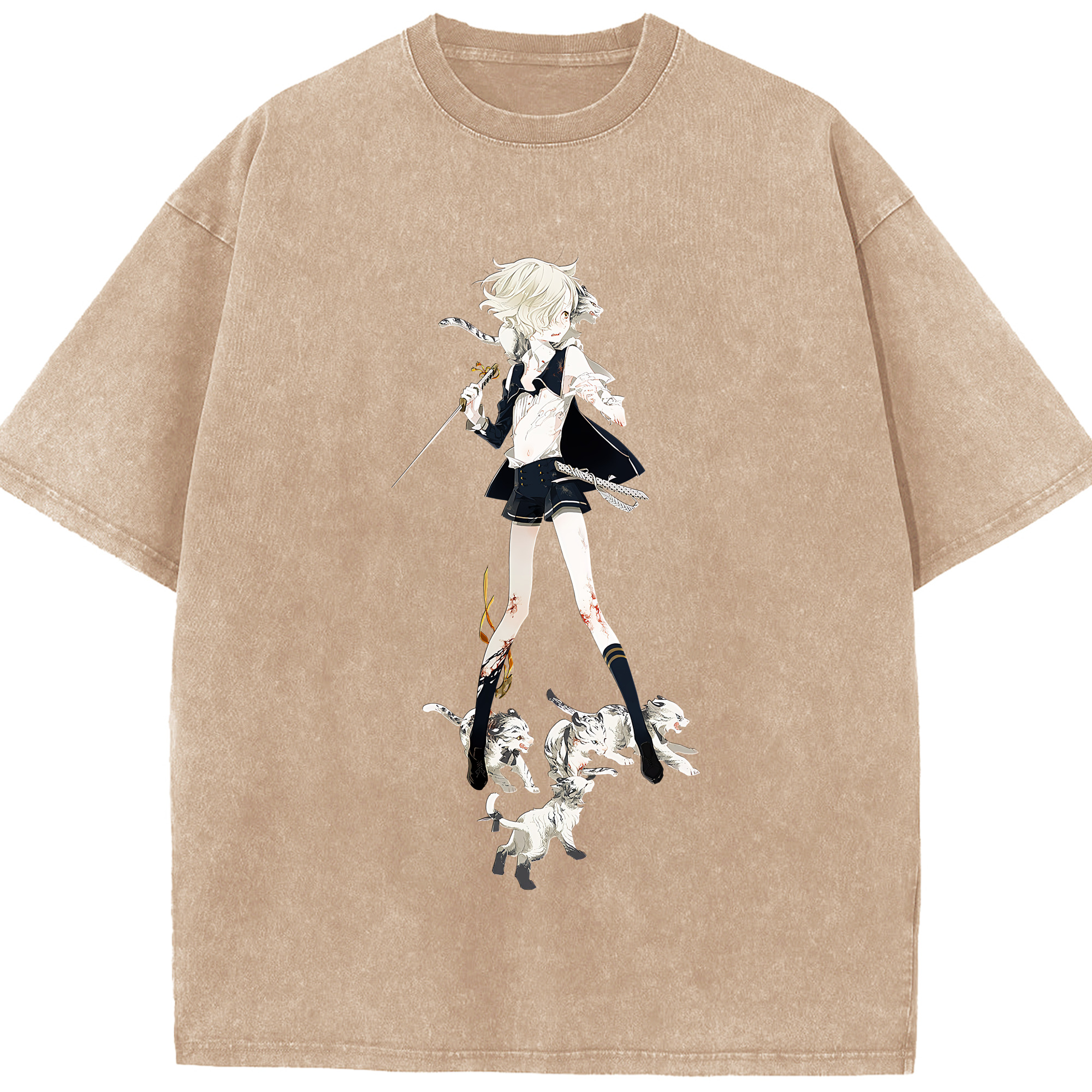 （画像用） 刀剣乱舞 Touken Ranbu 綿100% ヴィンテージ風 半袖Tシャツ（フロントプリント）