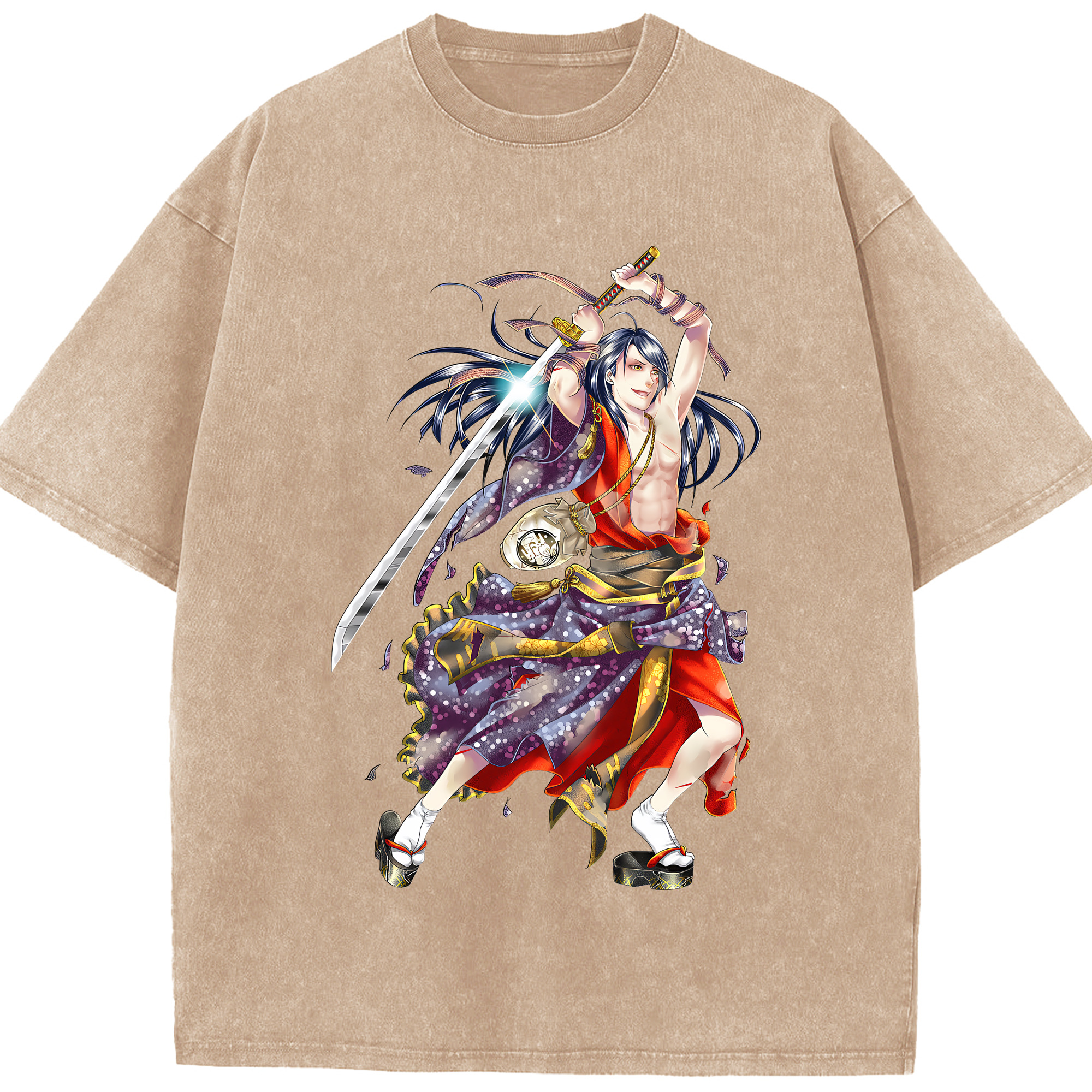 （画像用） 刀剣乱舞 Touken Ranbu 綿100% ヴィンテージ風 半袖Tシャツ（フロントプリント）