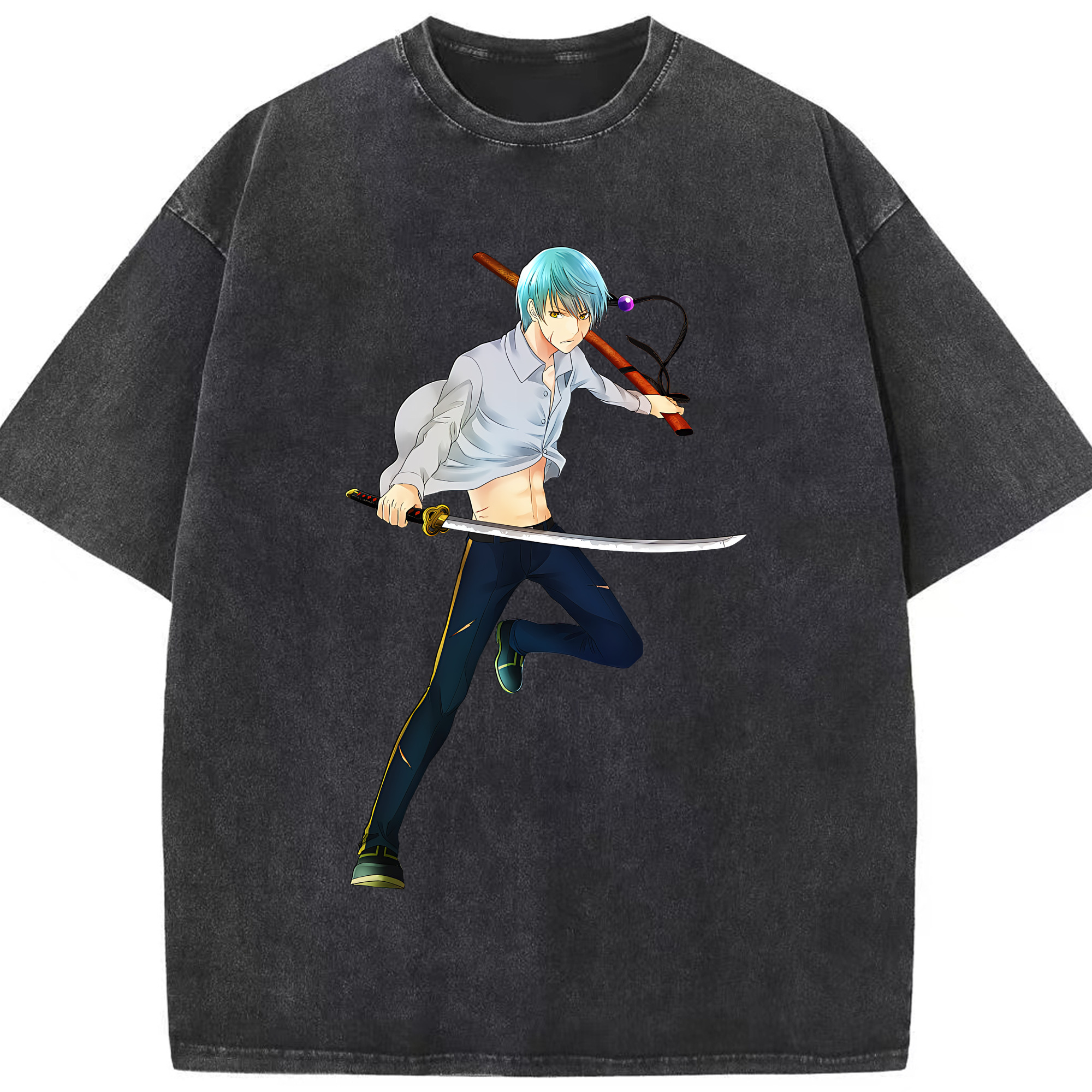 （画像用） 刀剣乱舞 Touken Ranbu 綿100% ヴィンテージ風 半袖Tシャツ（フロントプリント）
