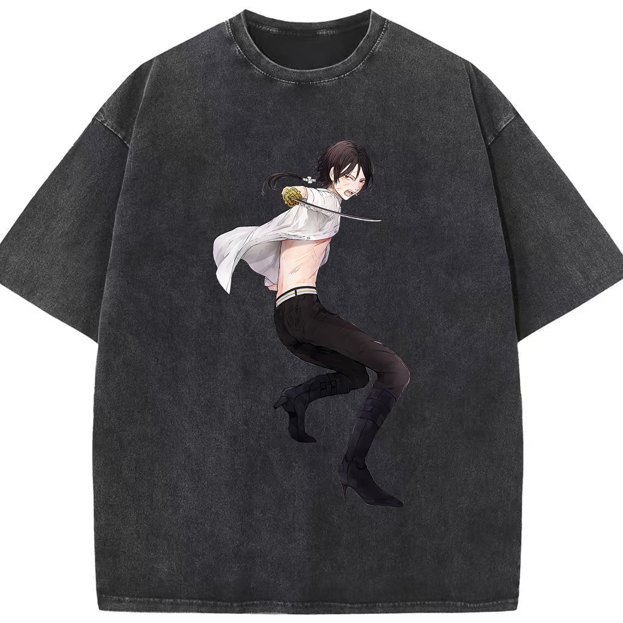 （画像用） 刀剣乱舞 Touken Ranbu 綿100% ヴィンテージ風 半袖Tシャツ（フロントプリント）