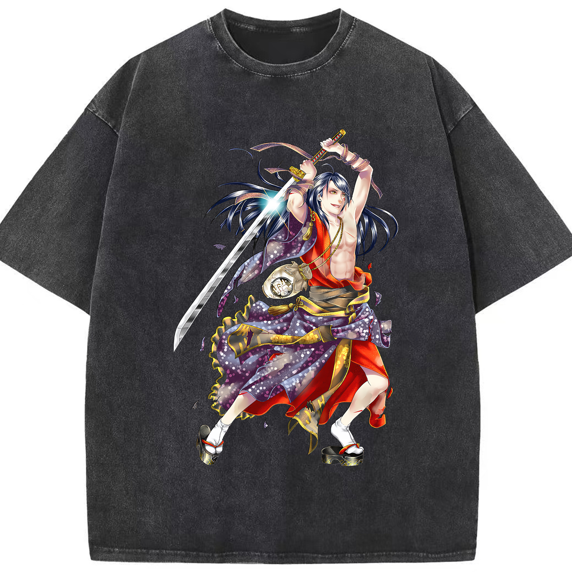 （画像用） 刀剣乱舞 Touken Ranbu 綿100% ヴィンテージ風 半袖Tシャツ（フロントプリント）