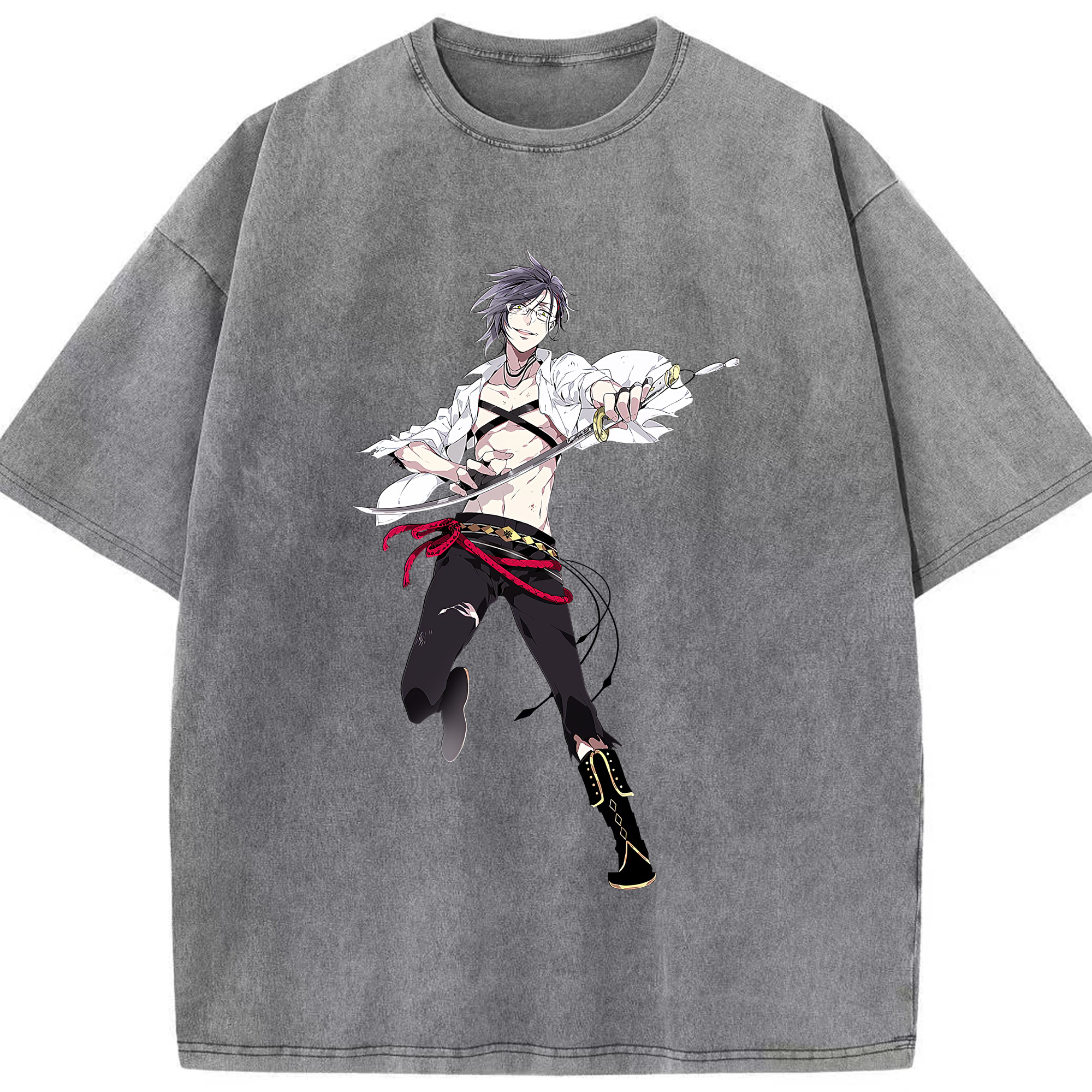 （画像用） 刀剣乱舞 Touken Ranbu 綿100% ヴィンテージ風 半袖Tシャツ（フロントプリント）