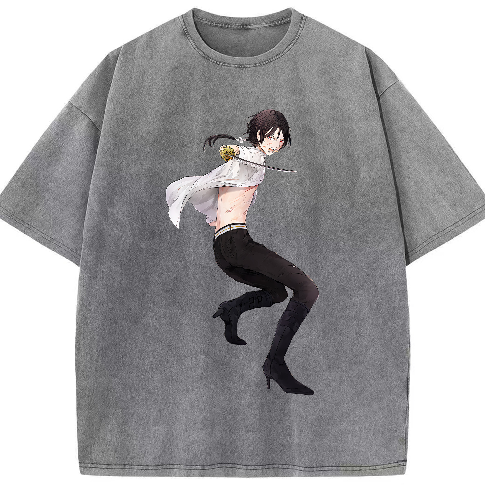 （画像用） 刀剣乱舞 Touken Ranbu 綿100% ヴィンテージ風 半袖Tシャツ（フロントプリント）