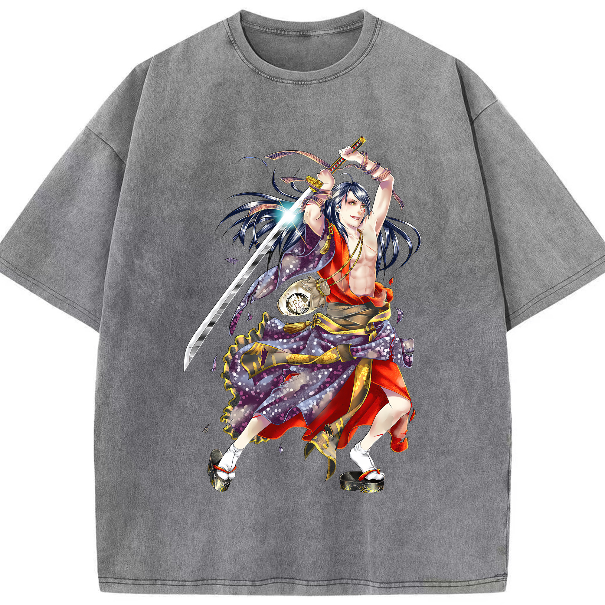 （画像用） 刀剣乱舞 Touken Ranbu 綿100% ヴィンテージ風 半袖Tシャツ（フロントプリント）