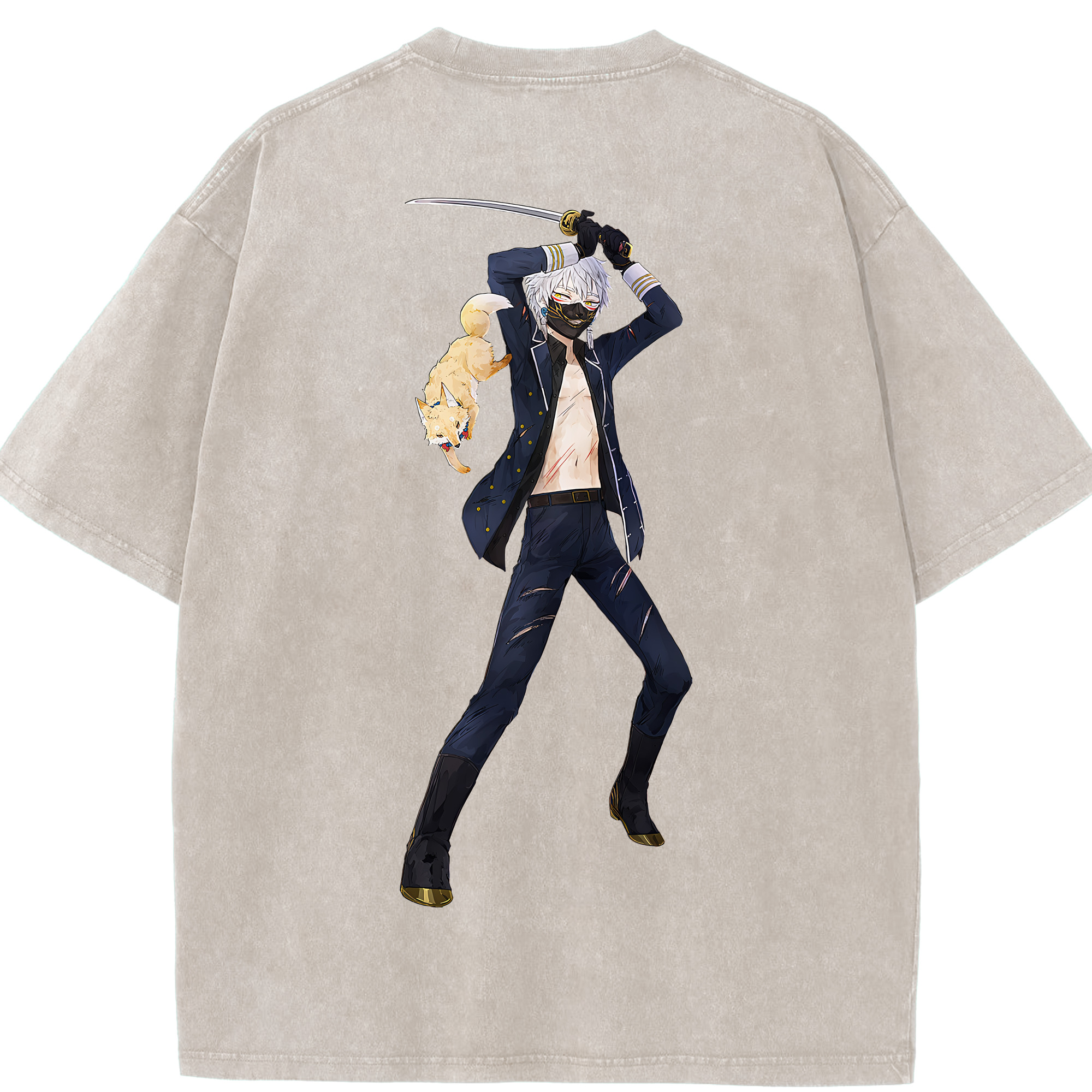 （画像用） 刀剣乱舞 Touken Ranbu 綿100% ヴィンテージ風 半袖Tシャツ（背面プリント）