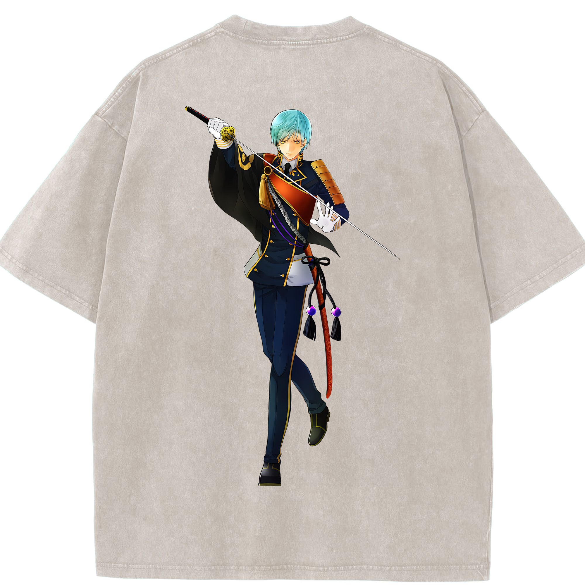 （画像用） 刀剣乱舞 Touken Ranbu 綿100% ヴィンテージ風 半袖Tシャツ（背面プリント）