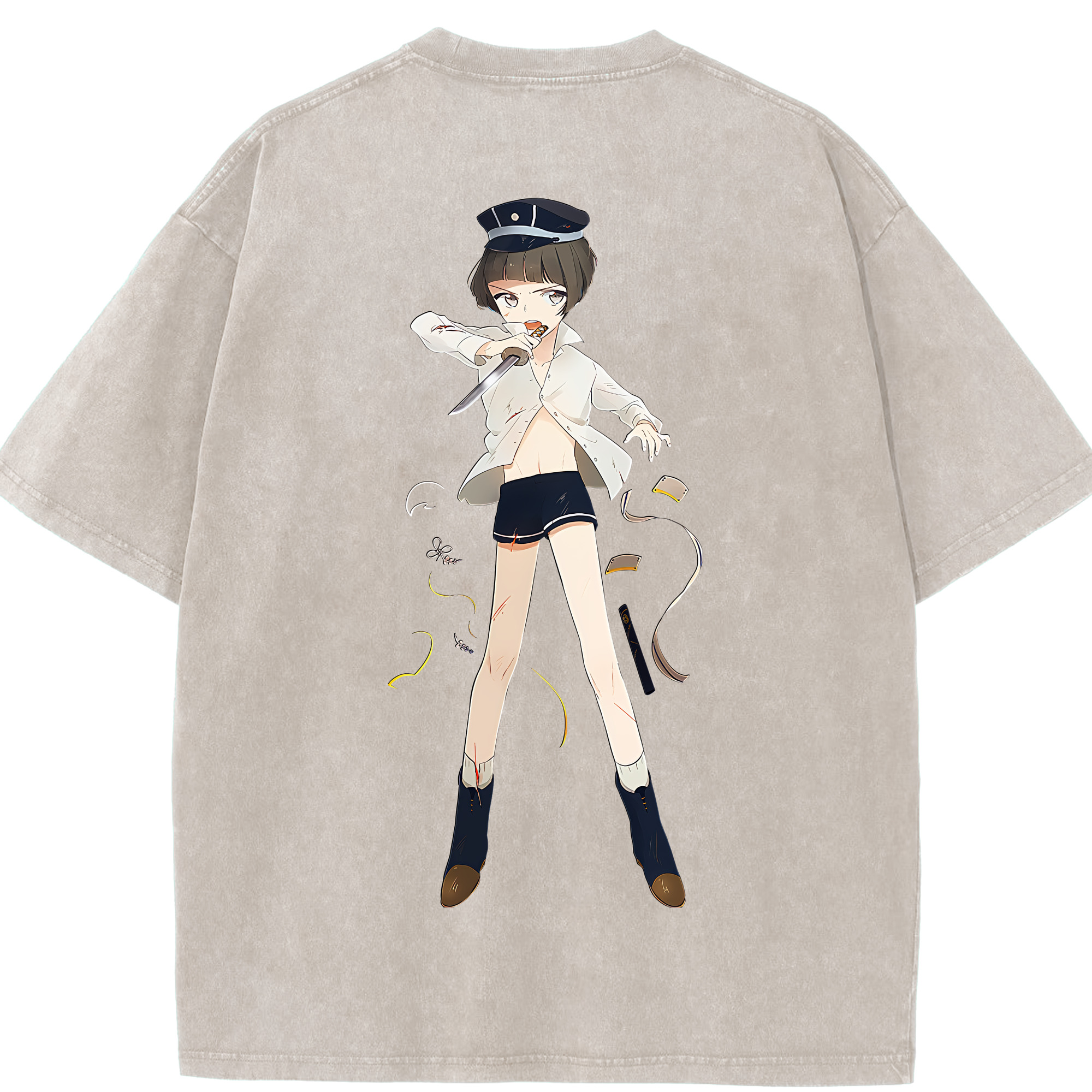 （画像用） 刀剣乱舞 Touken Ranbu 綿100% ヴィンテージ風 半袖Tシャツ（背面プリント）