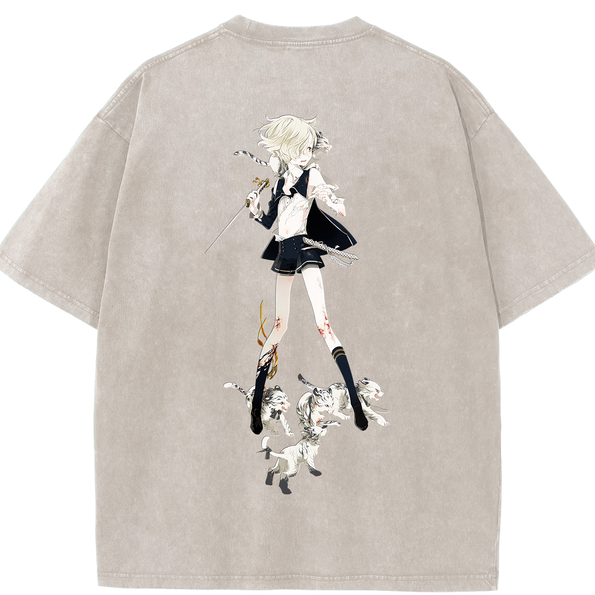 （画像用） 刀剣乱舞 Touken Ranbu 綿100% ヴィンテージ風 半袖Tシャツ（背面プリント）