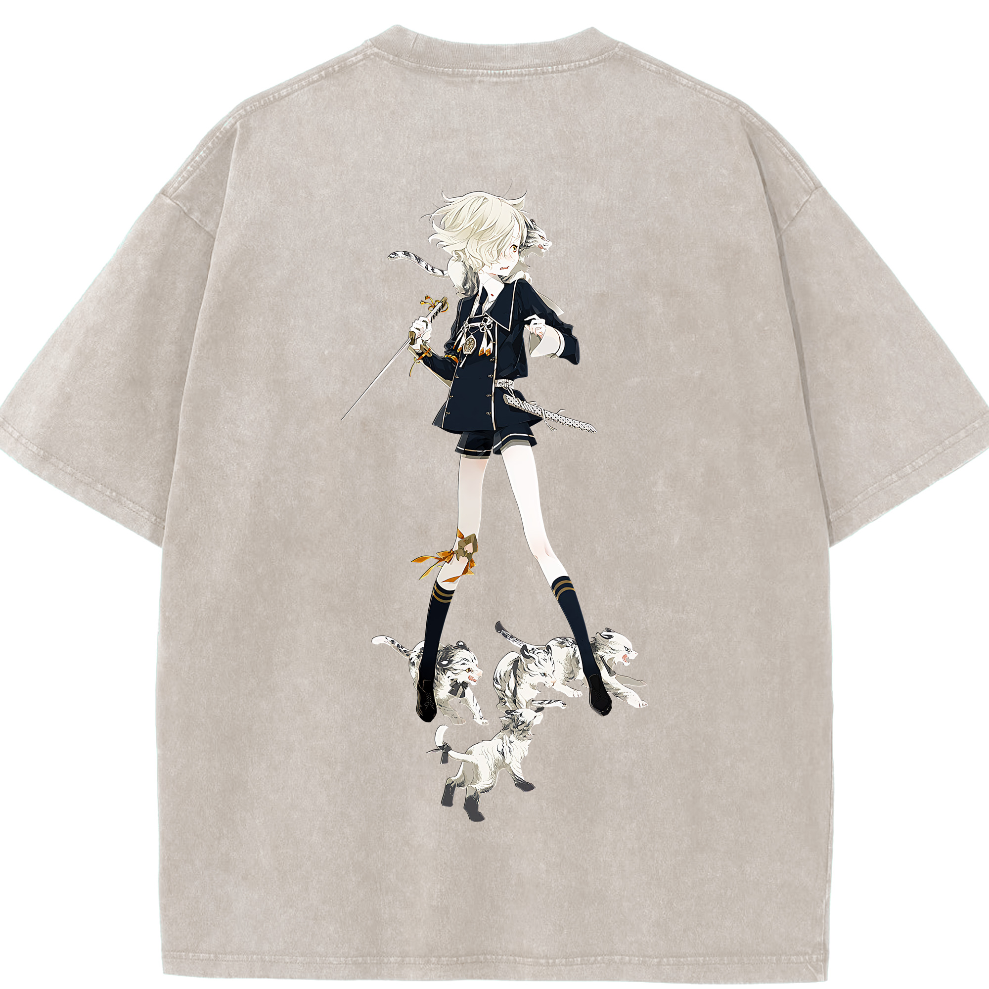 （画像用） 刀剣乱舞 Touken Ranbu 綿100% ヴィンテージ風 半袖Tシャツ（背面プリント）