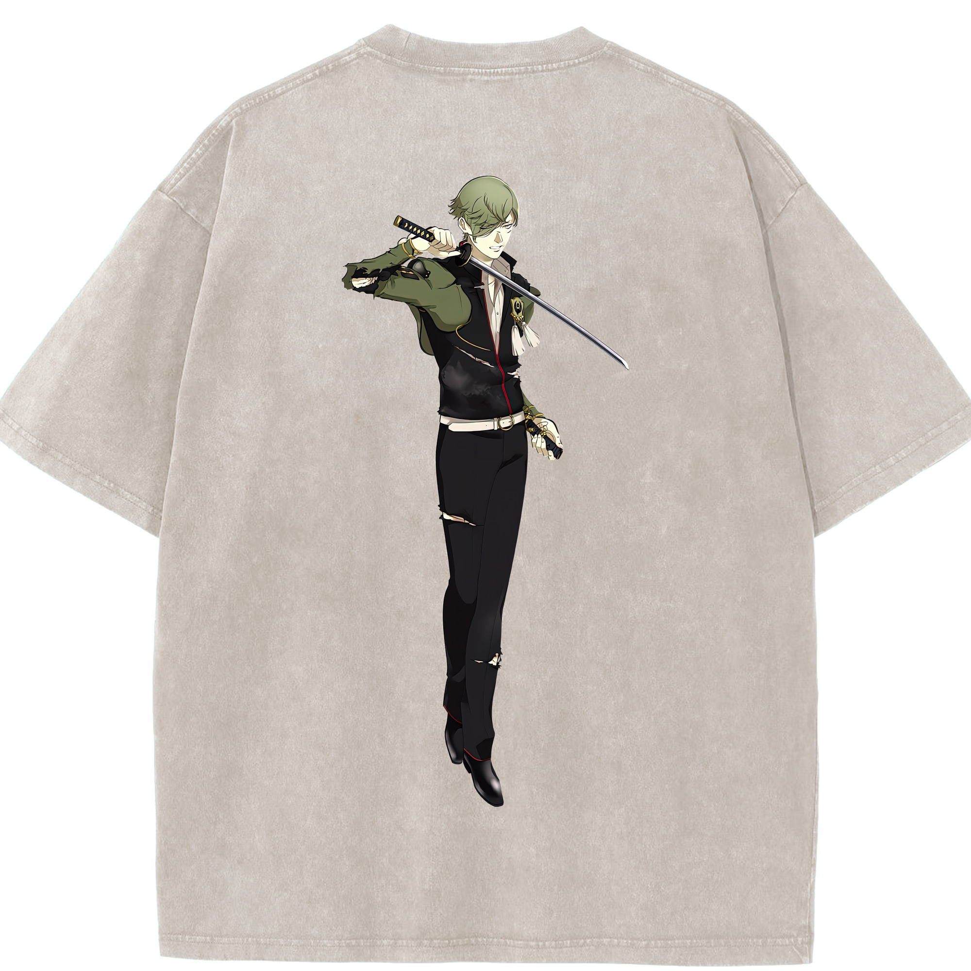 （画像用） 刀剣乱舞 Touken Ranbu 綿100% ヴィンテージ風 半袖Tシャツ（背面プリント）