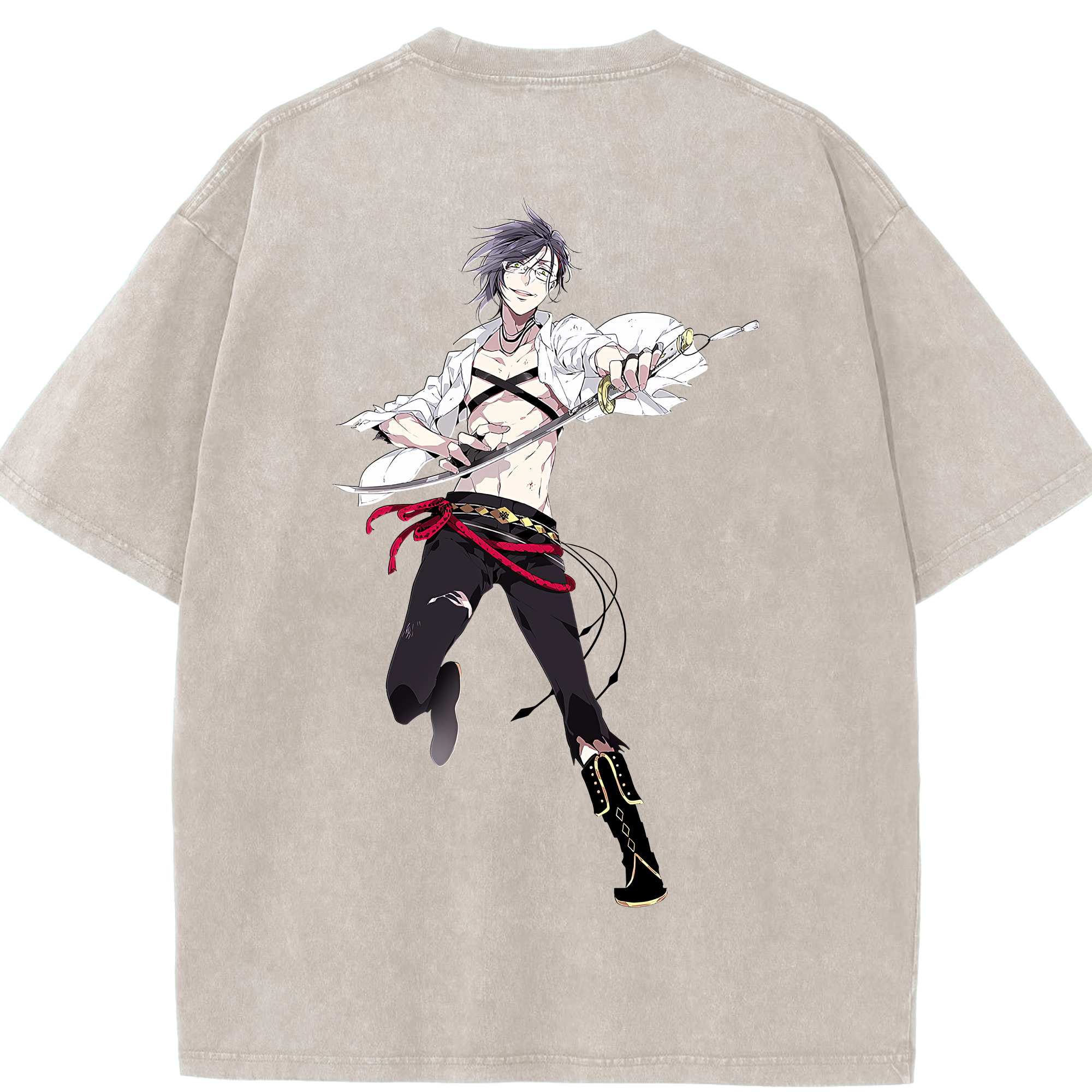 （画像用） 刀剣乱舞 Touken Ranbu 綿100% ヴィンテージ風 半袖Tシャツ（背面プリント）