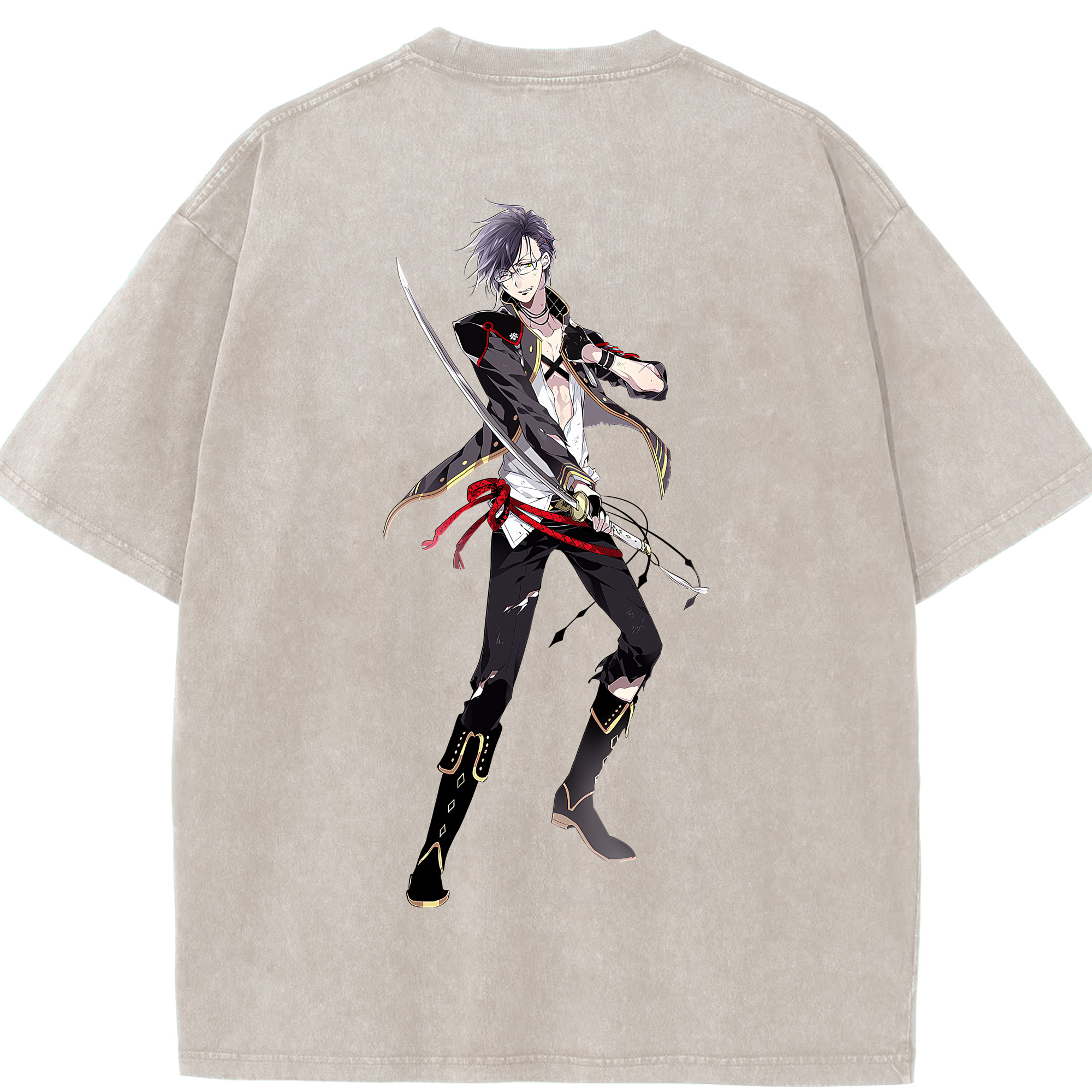（画像用） 刀剣乱舞 Touken Ranbu 綿100% ヴィンテージ風 半袖Tシャツ（背面プリント）
