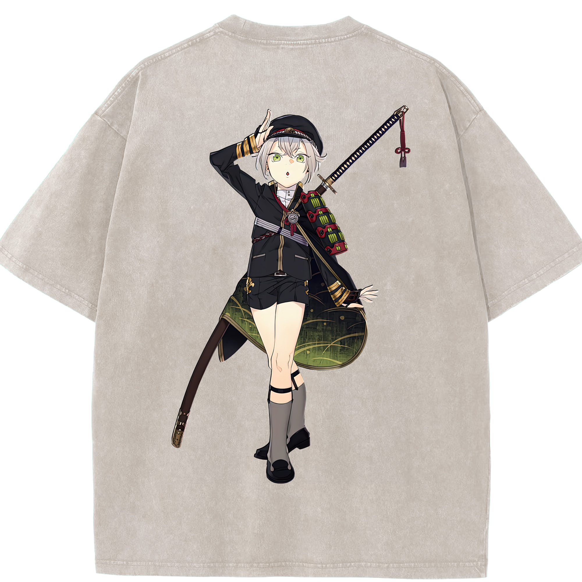 （画像用） 刀剣乱舞 Touken Ranbu 綿100% ヴィンテージ風 半袖Tシャツ（背面プリント）