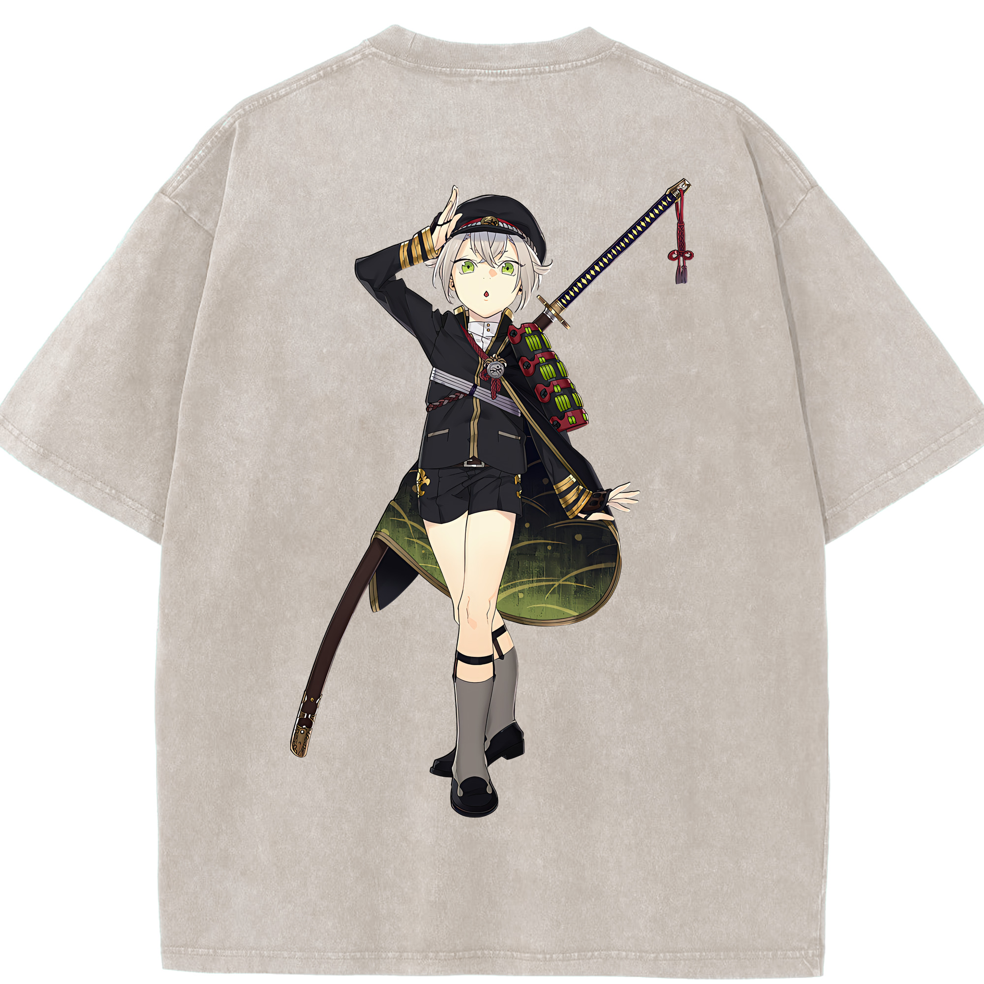 （画像用） 刀剣乱舞 Touken Ranbu 綿100% ヴィンテージ風 半袖Tシャツ（背面プリント）