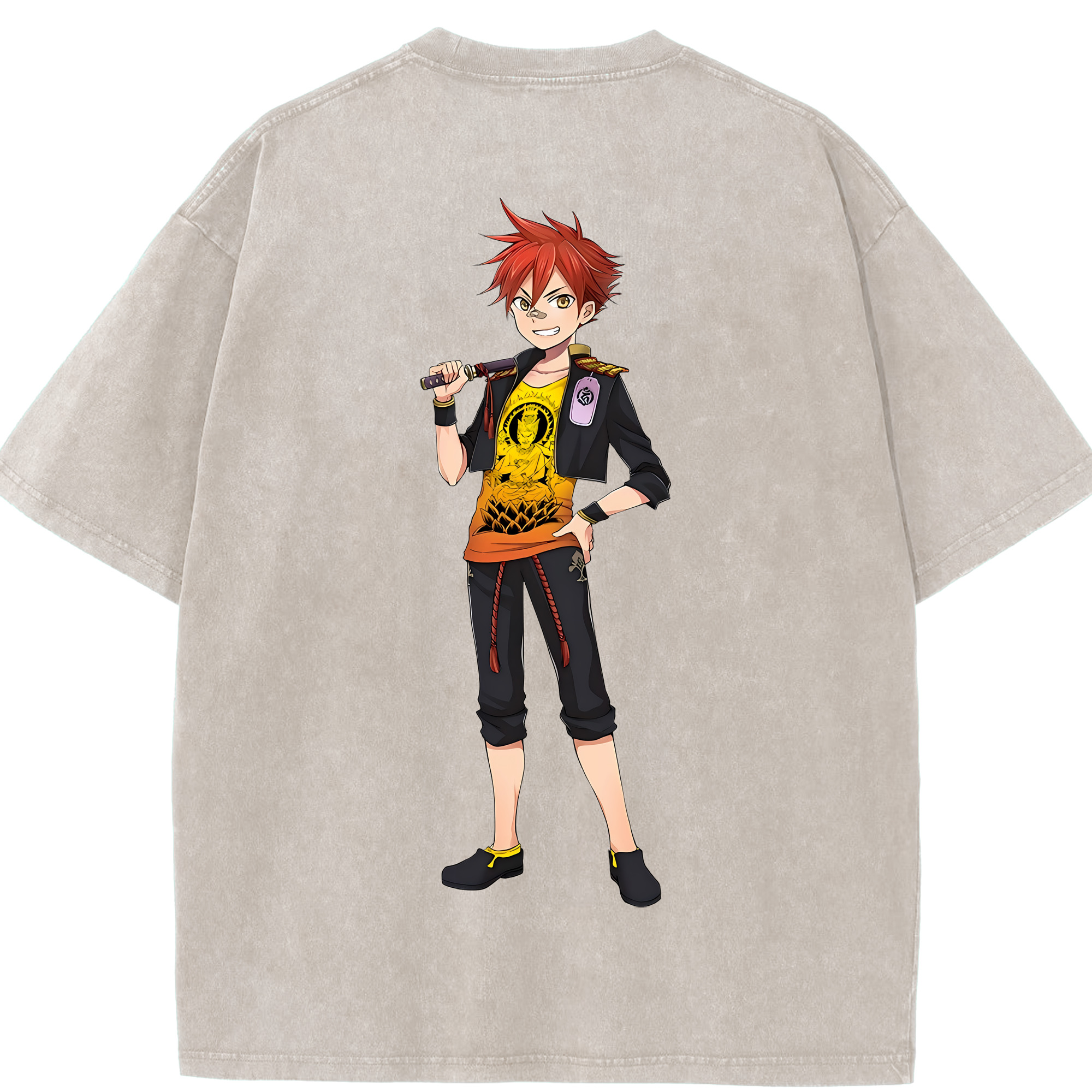 （画像用） 刀剣乱舞 Touken Ranbu 綿100% ヴィンテージ風 半袖Tシャツ（背面プリント）