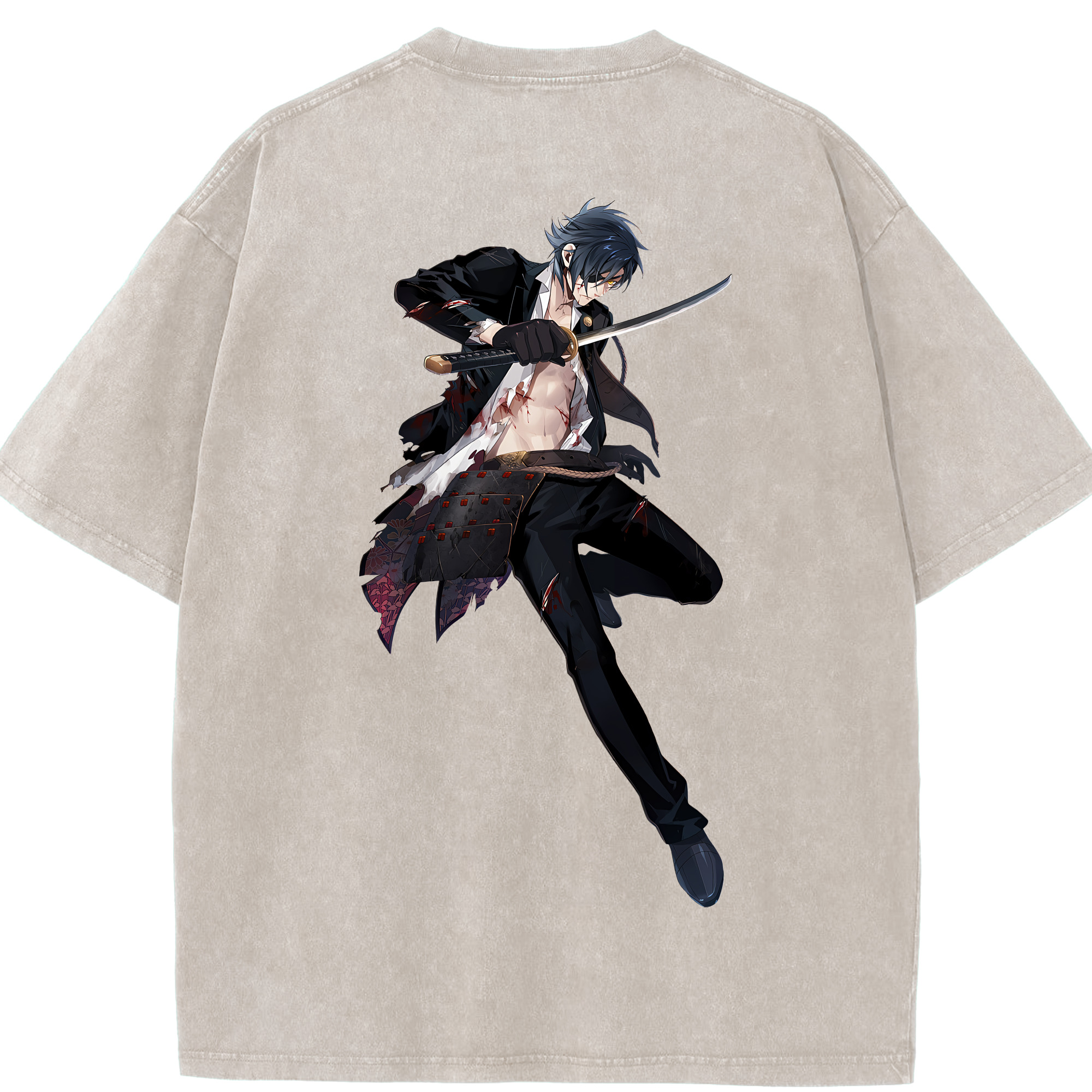 （画像用） 刀剣乱舞 Touken Ranbu 綿100% ヴィンテージ風 半袖Tシャツ（背面プリント）