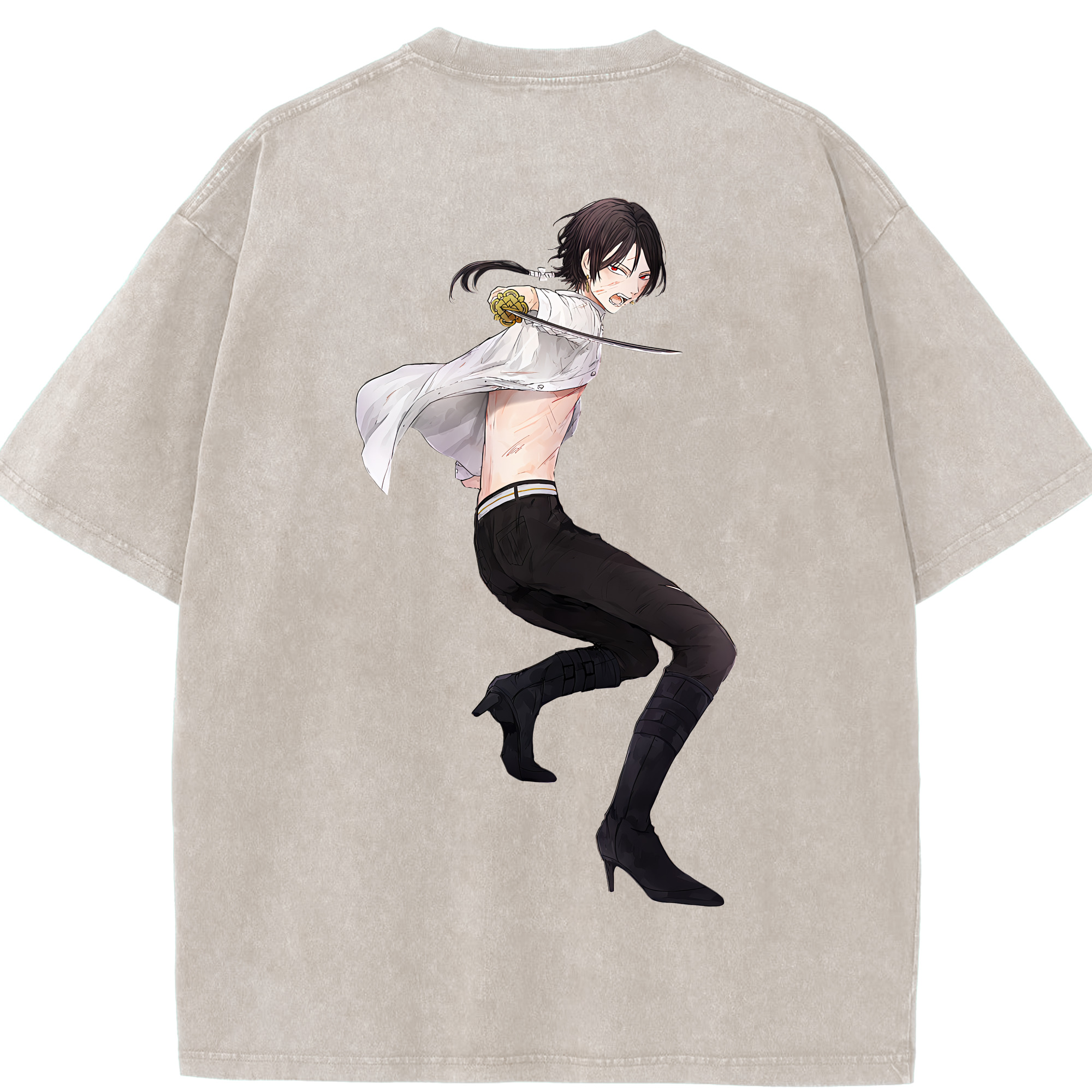 （画像用） 刀剣乱舞 Touken Ranbu 綿100% ヴィンテージ風 半袖Tシャツ（背面プリント）