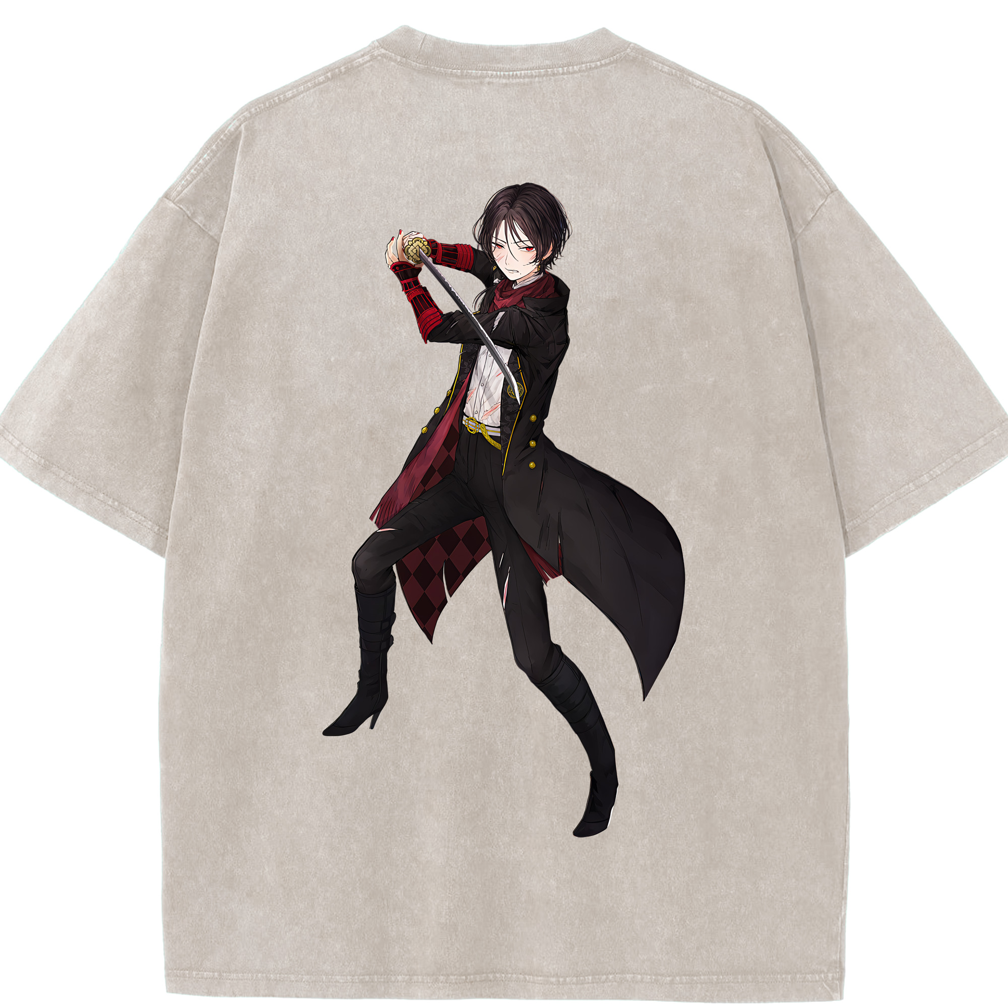 （画像用） 刀剣乱舞 Touken Ranbu 綿100% ヴィンテージ風 半袖Tシャツ（背面プリント）