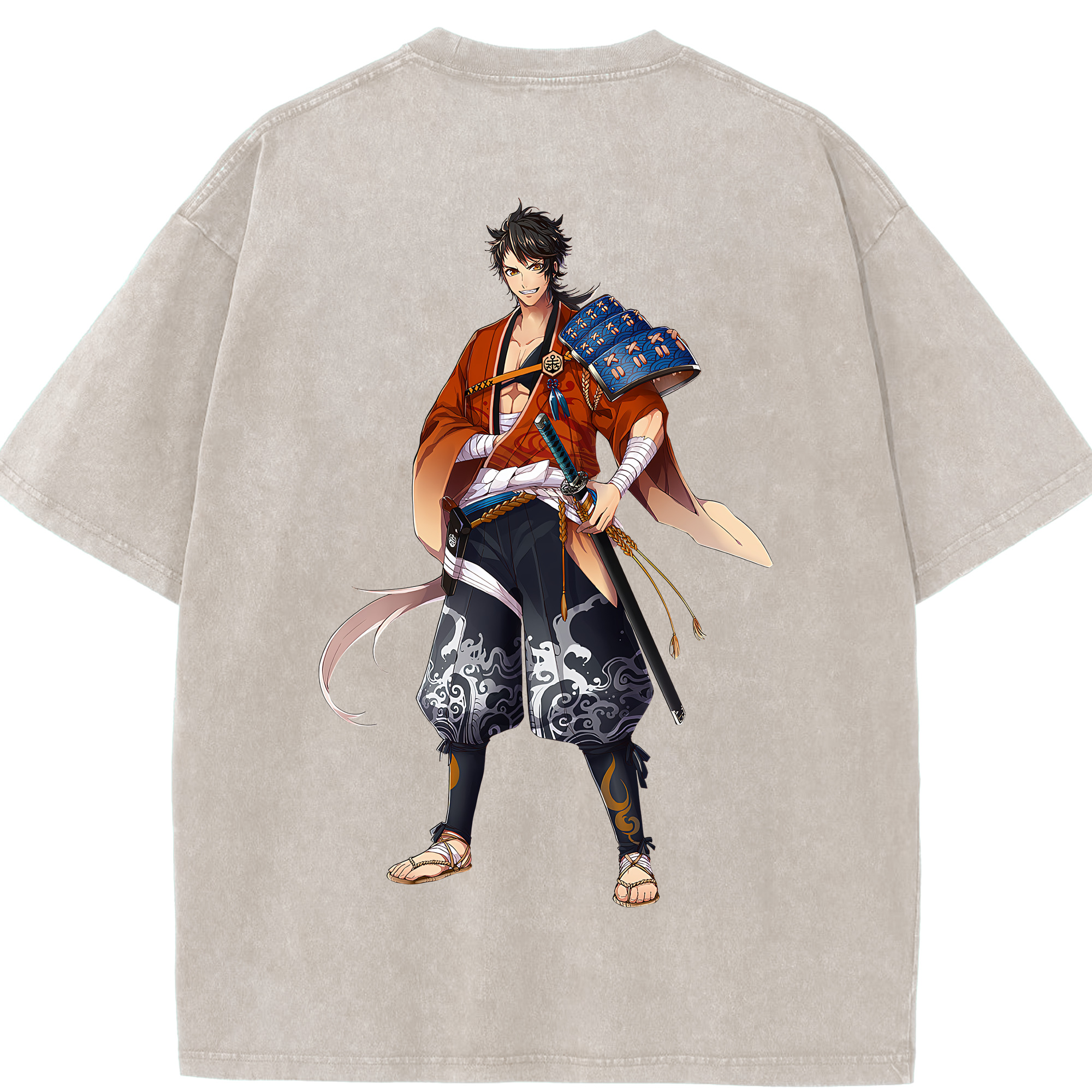 （画像用） 刀剣乱舞 Touken Ranbu 綿100% ヴィンテージ風 半袖Tシャツ（背面プリント）