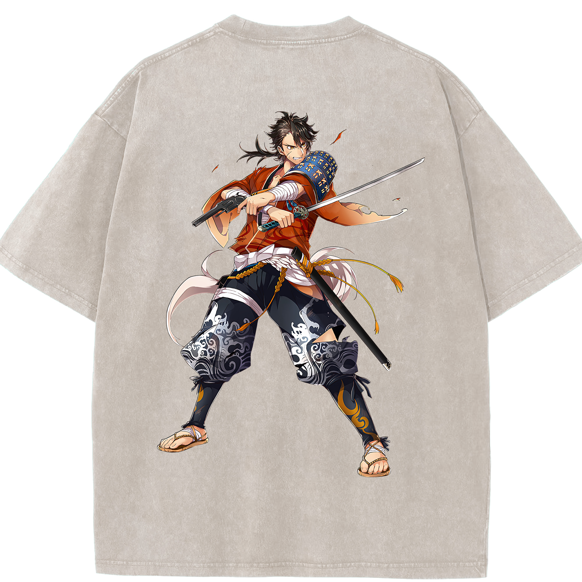 （画像用） 刀剣乱舞 Touken Ranbu 綿100% ヴィンテージ風 半袖Tシャツ（背面プリント）