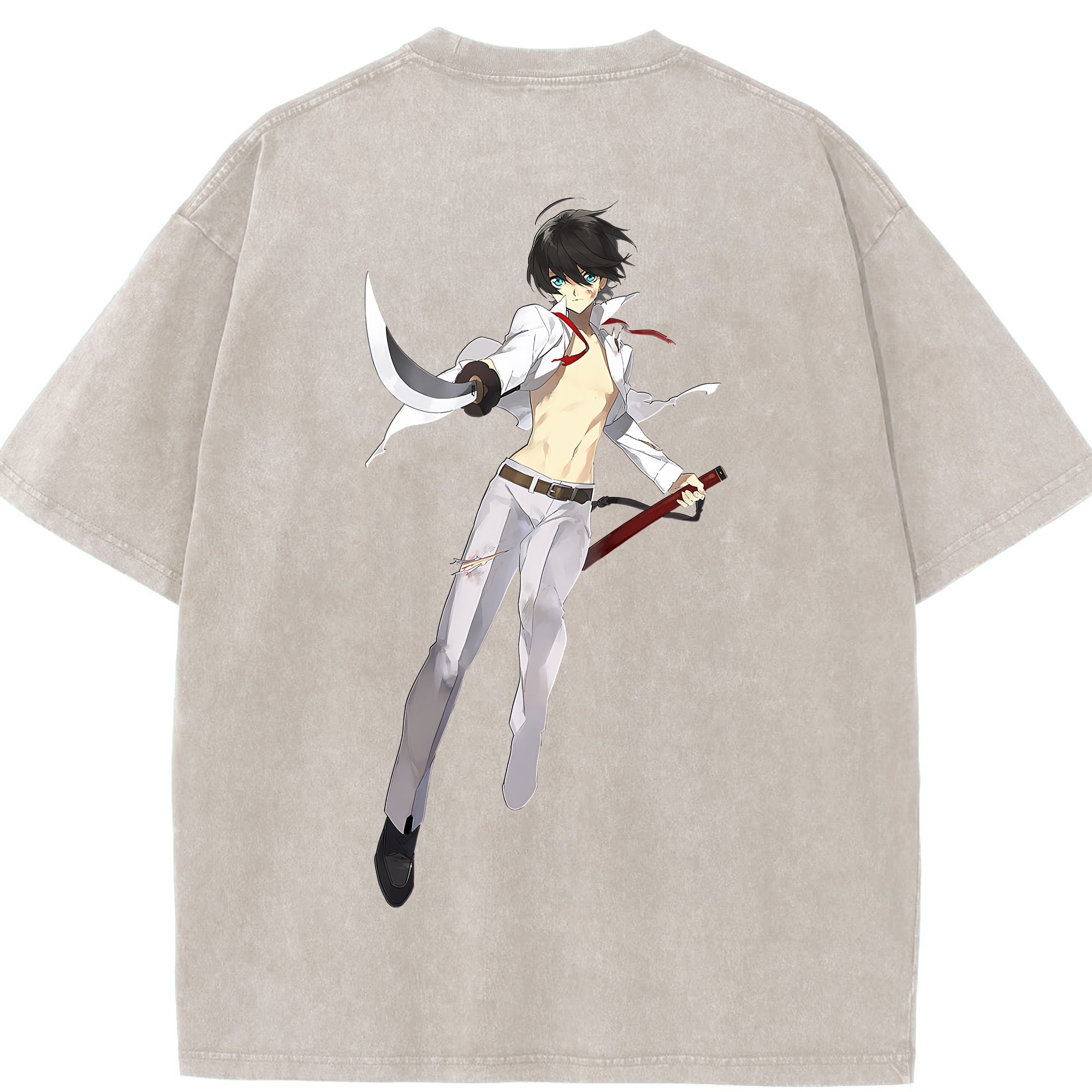 （画像用） 刀剣乱舞 Touken Ranbu 綿100% ヴィンテージ風 半袖Tシャツ（背面プリント）