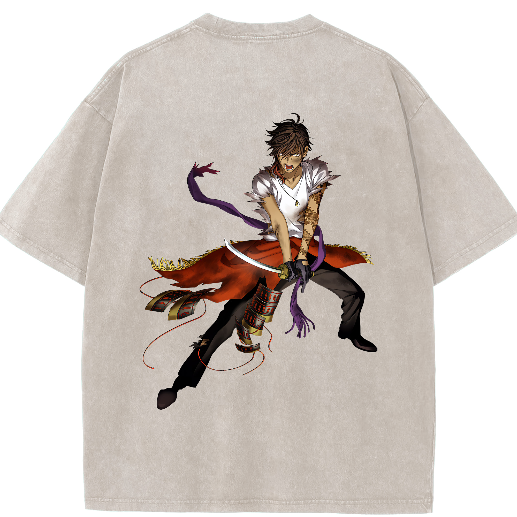 （画像用） 刀剣乱舞 Touken Ranbu 綿100% ヴィンテージ風 半袖Tシャツ（背面プリント）