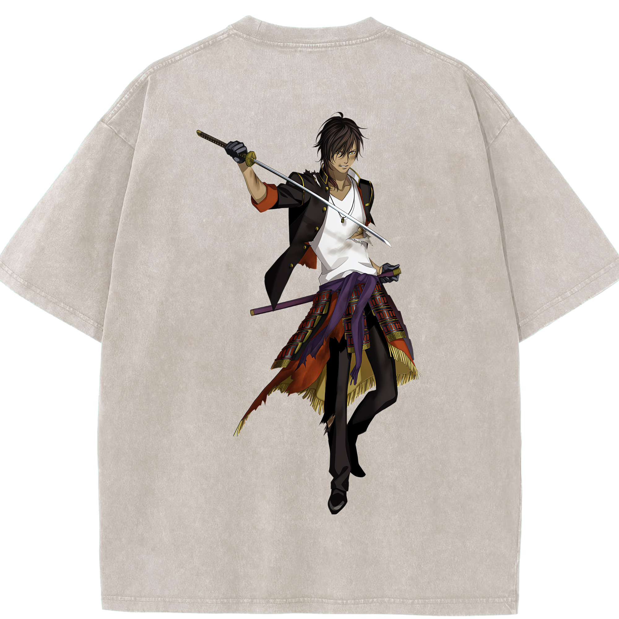 （画像用） 刀剣乱舞 Touken Ranbu 綿100% ヴィンテージ風 半袖Tシャツ（背面プリント）