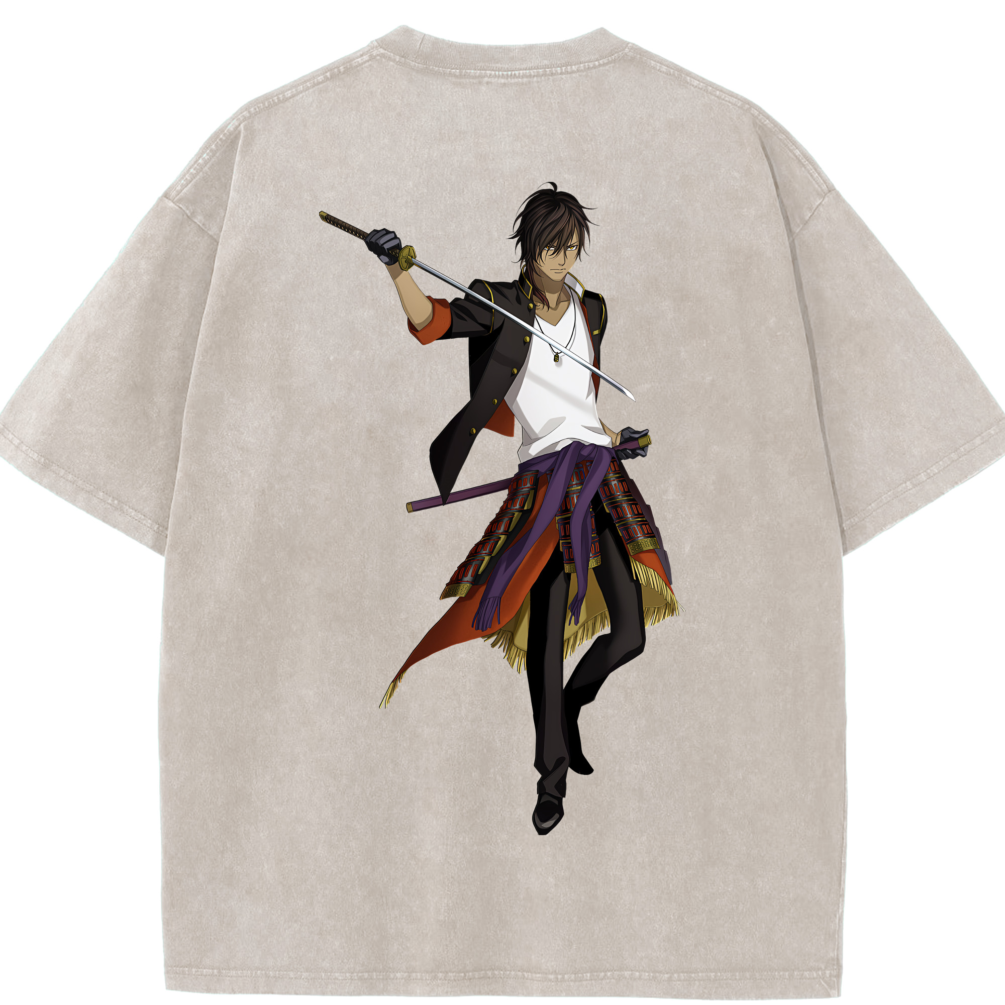（画像用） 刀剣乱舞 Touken Ranbu 綿100% ヴィンテージ風 半袖Tシャツ（背面プリント）