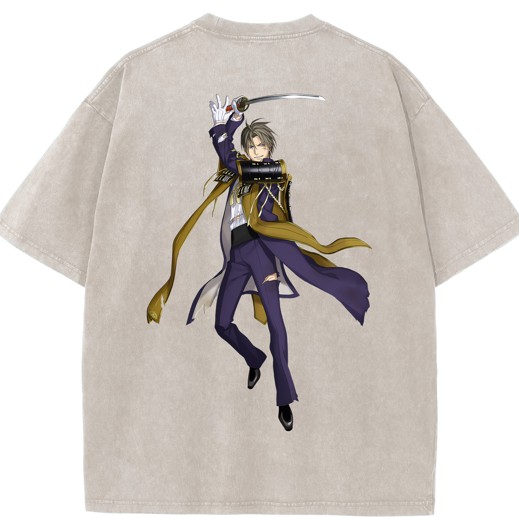 （画像用） 刀剣乱舞 Touken Ranbu 綿100% ヴィンテージ風 半袖Tシャツ（背面プリント）