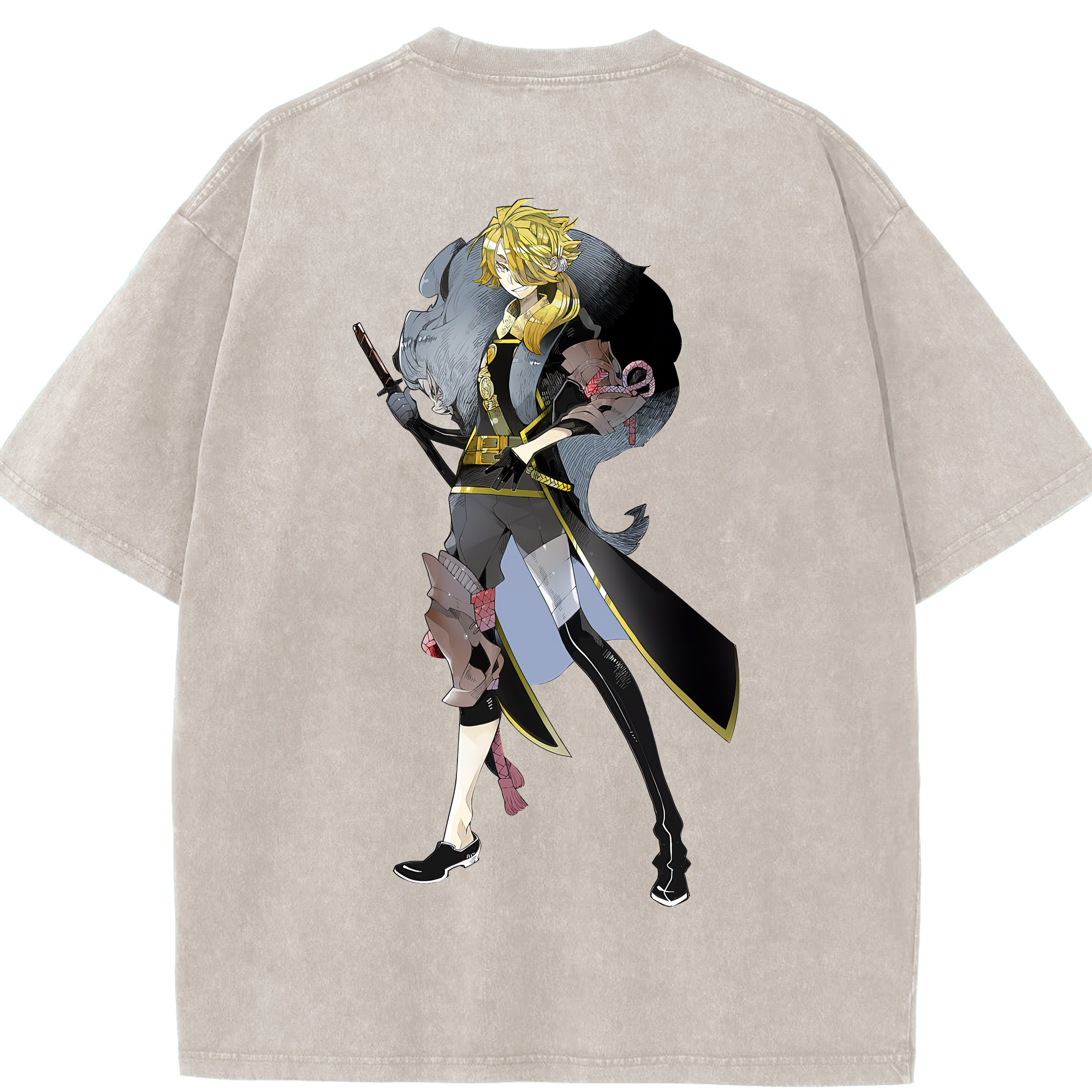 （画像用） 刀剣乱舞 Touken Ranbu 綿100% ヴィンテージ風 半袖Tシャツ（背面プリント）