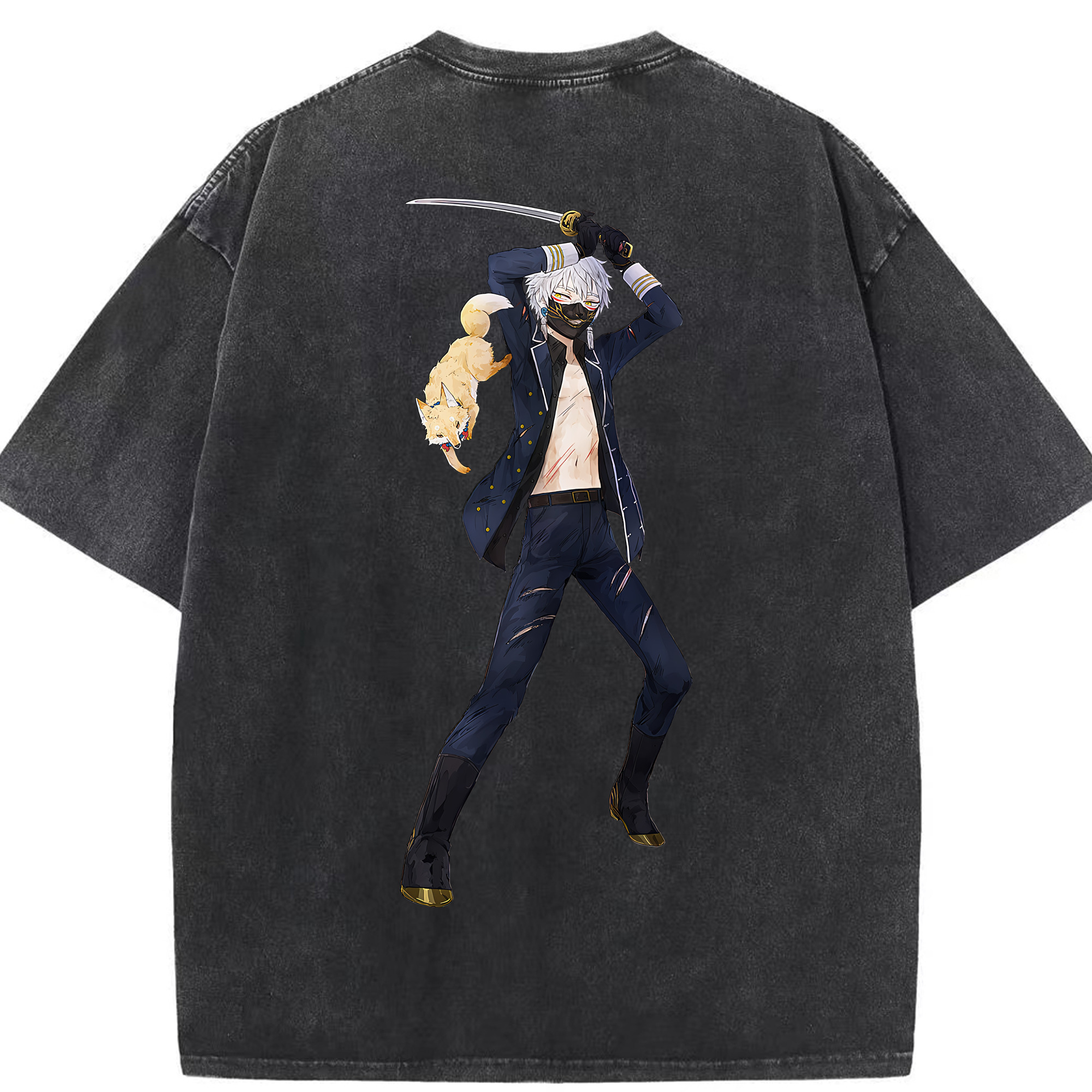 （画像用） 刀剣乱舞 Touken Ranbu 綿100% ヴィンテージ風 半袖Tシャツ（背面プリント）