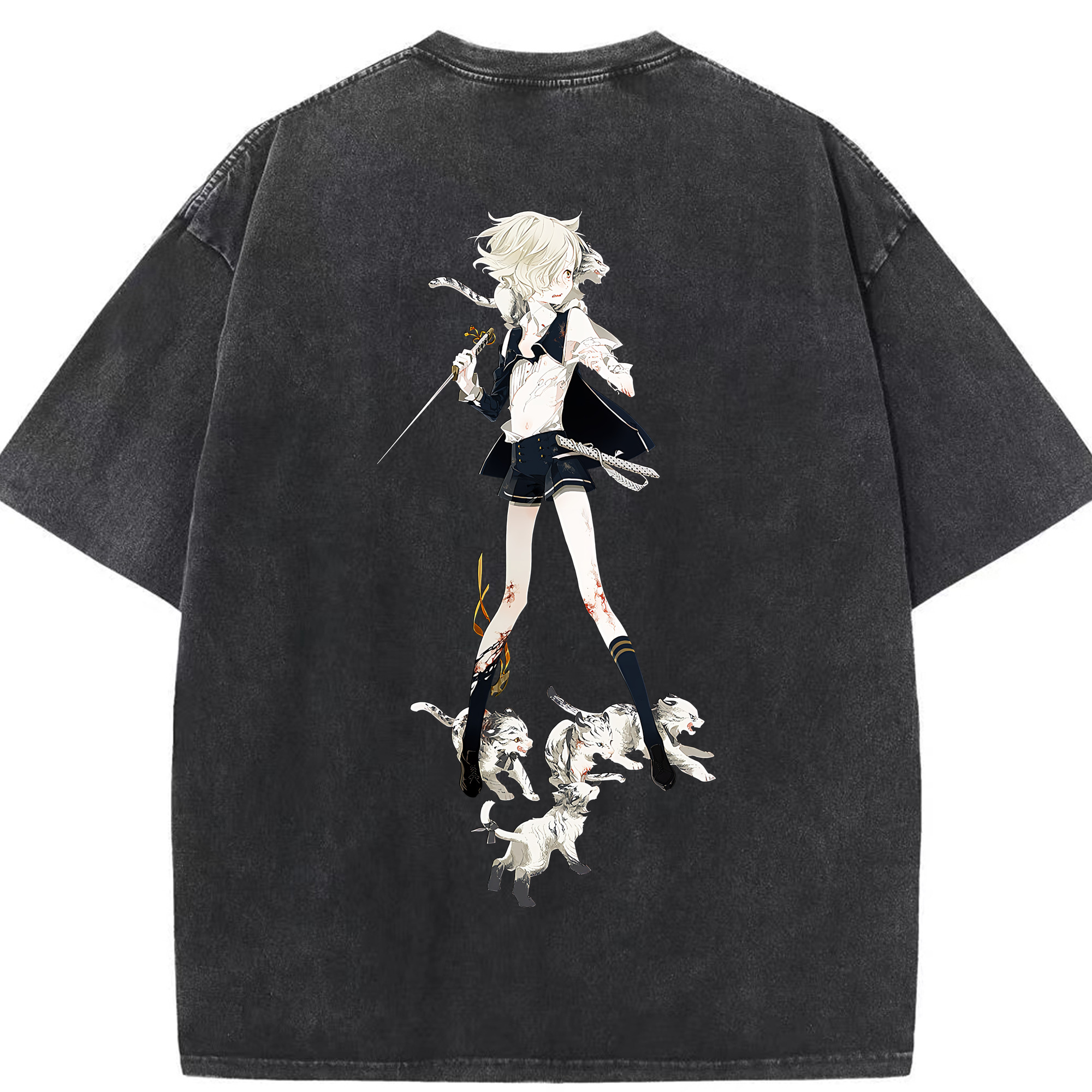 （画像用） 刀剣乱舞 Touken Ranbu 綿100% ヴィンテージ風 半袖Tシャツ（背面プリント）