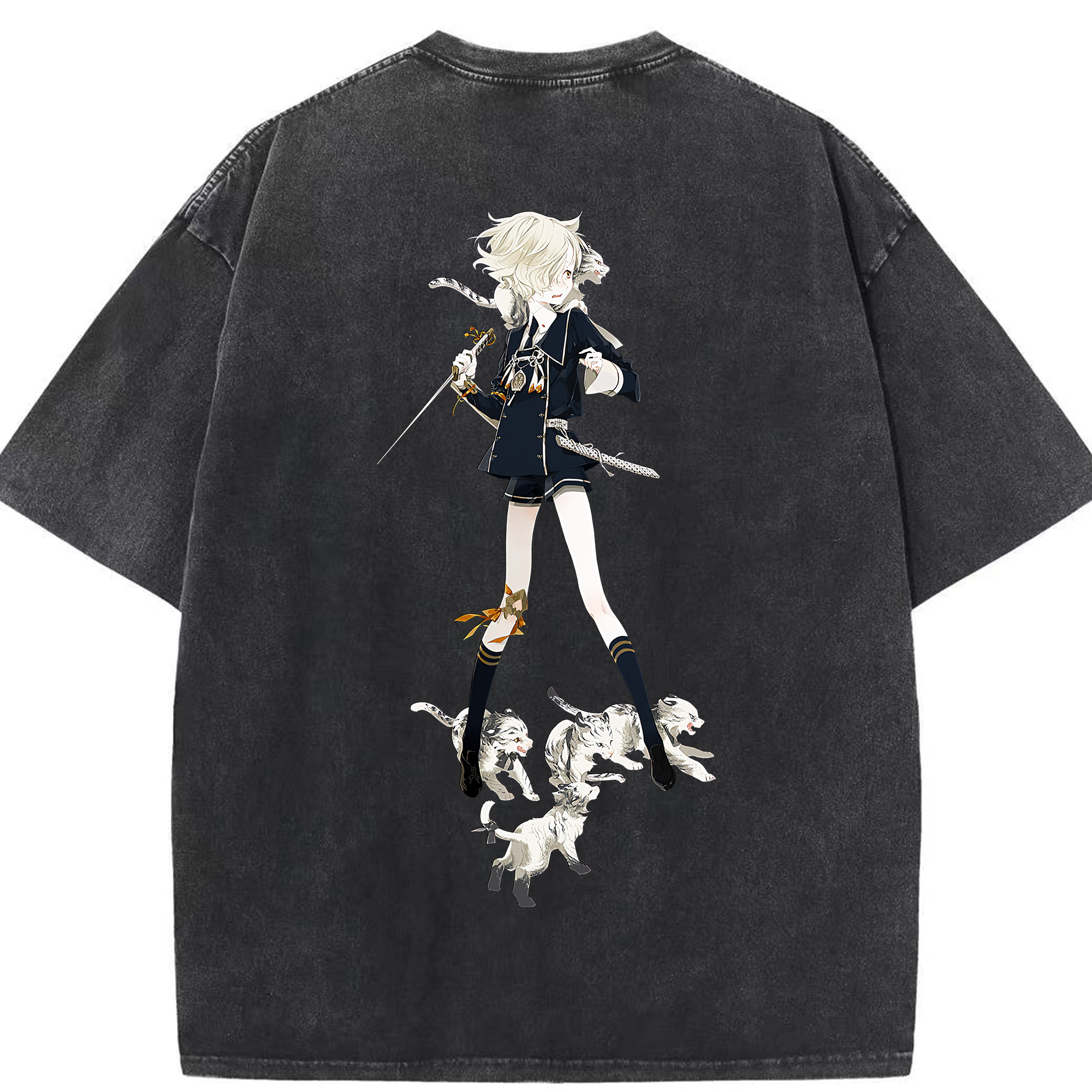 （画像用） 刀剣乱舞 Touken Ranbu 綿100% ヴィンテージ風 半袖Tシャツ（背面プリント）