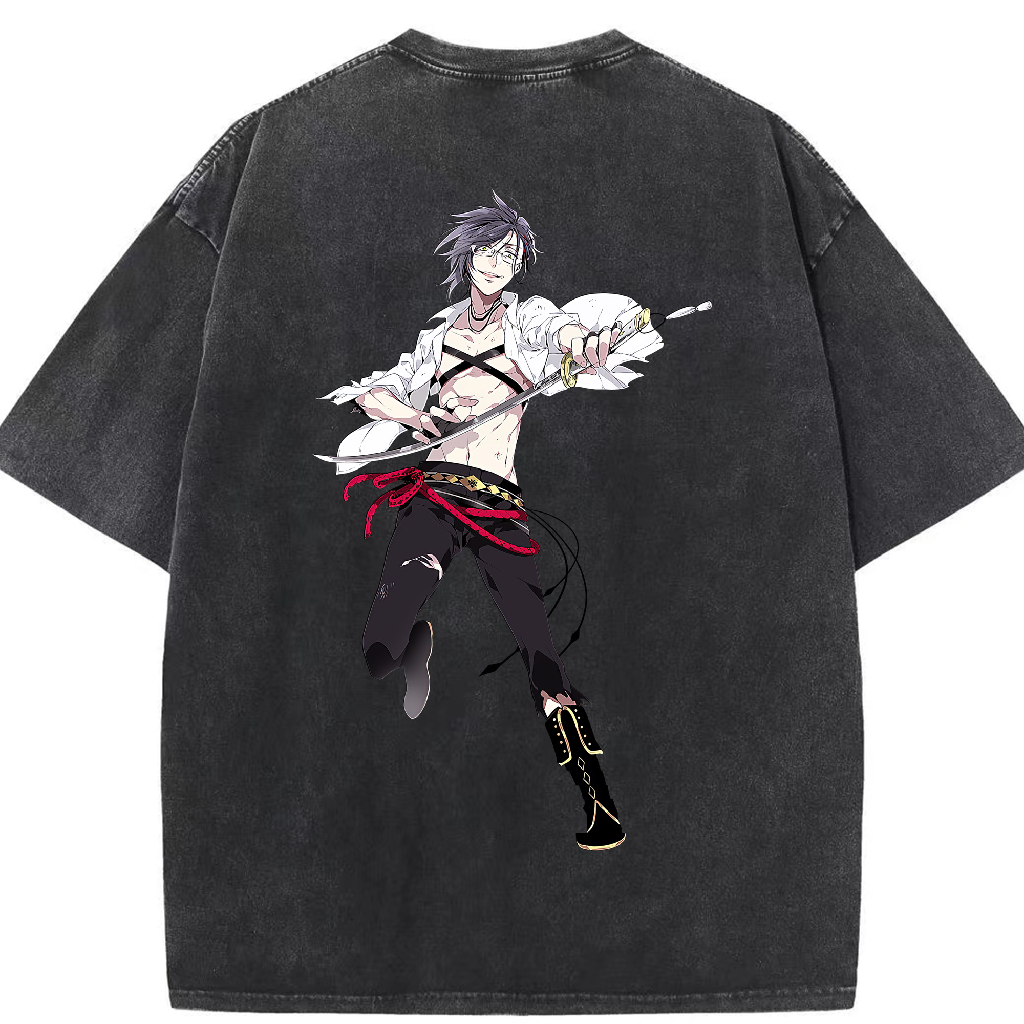 （画像用） 刀剣乱舞 Touken Ranbu 綿100% ヴィンテージ風 半袖Tシャツ（背面プリント）