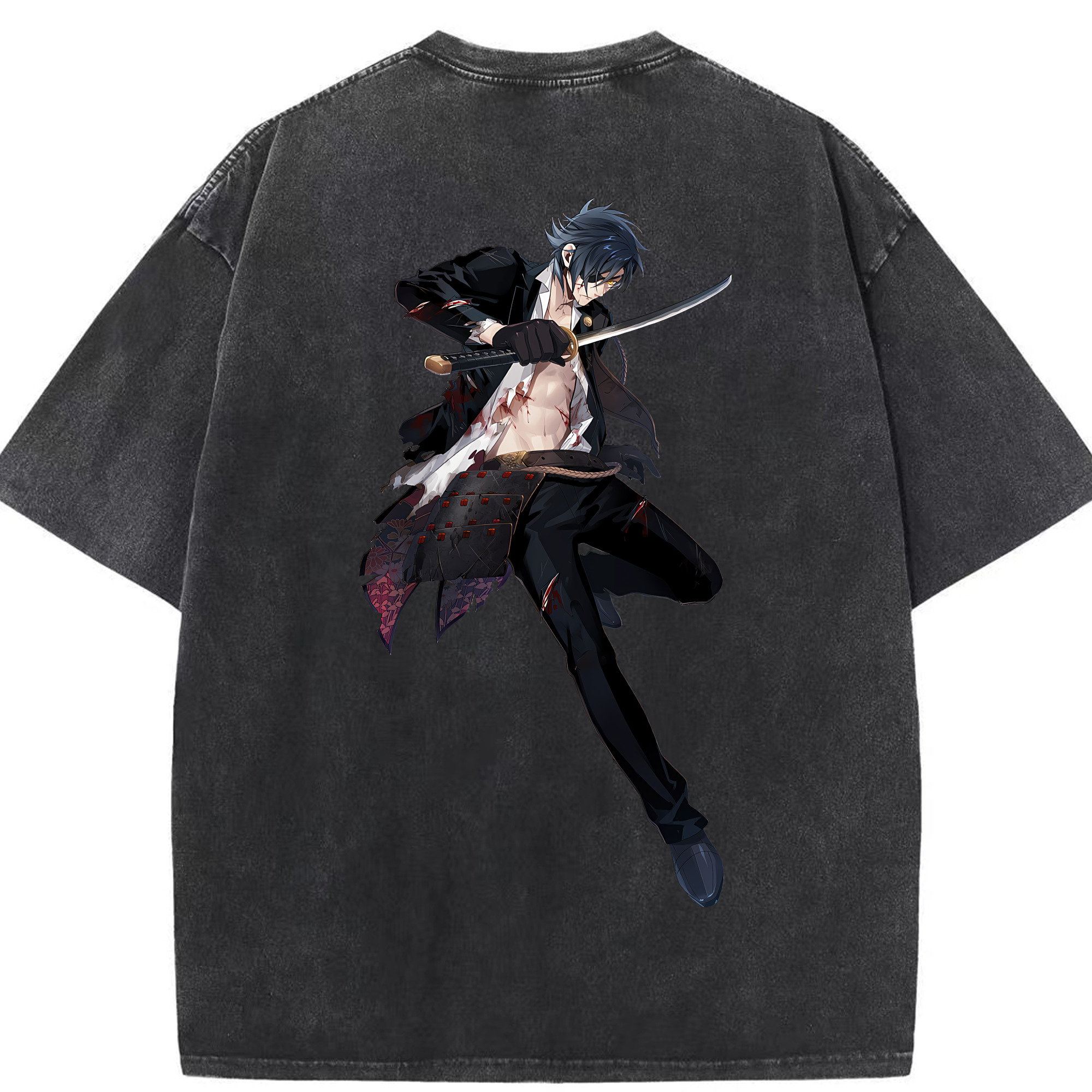 （画像用） 刀剣乱舞 Touken Ranbu 綿100% ヴィンテージ風 半袖Tシャツ（背面プリント）