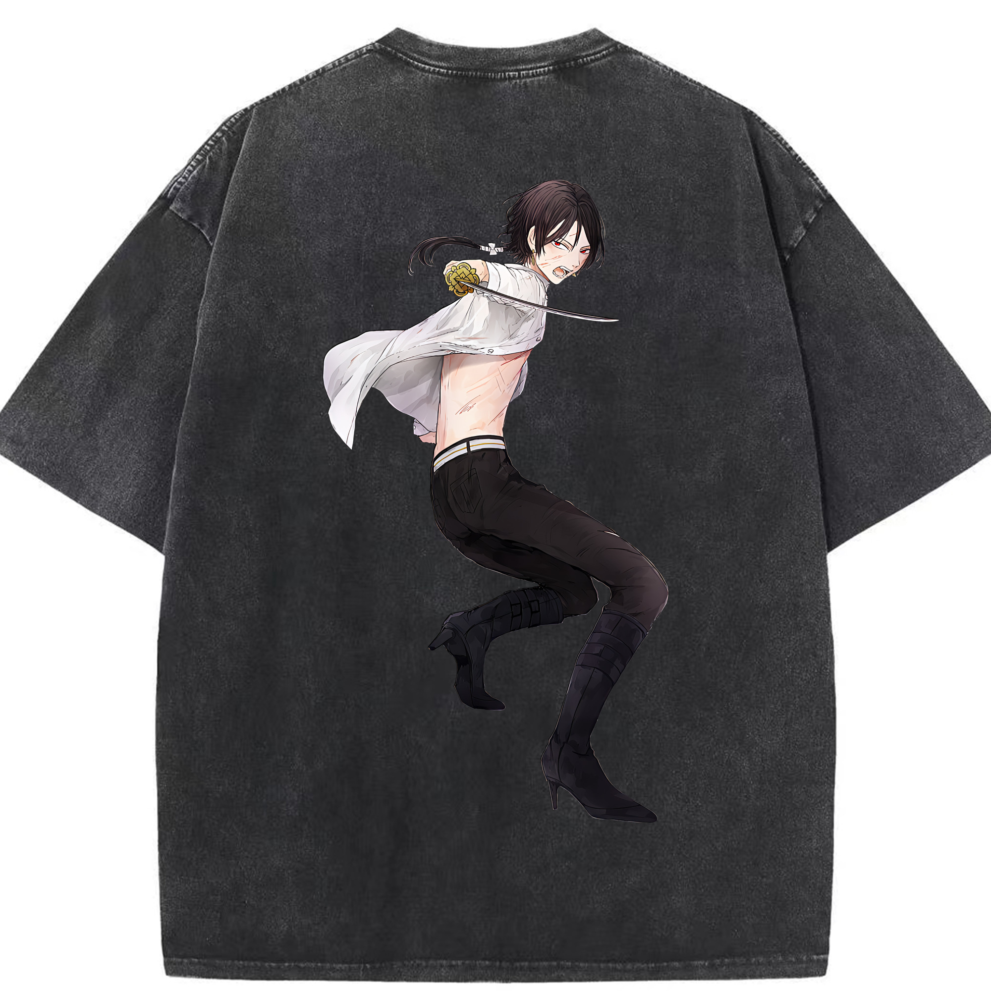 （画像用） 刀剣乱舞 Touken Ranbu 綿100% ヴィンテージ風 半袖Tシャツ（背面プリント）