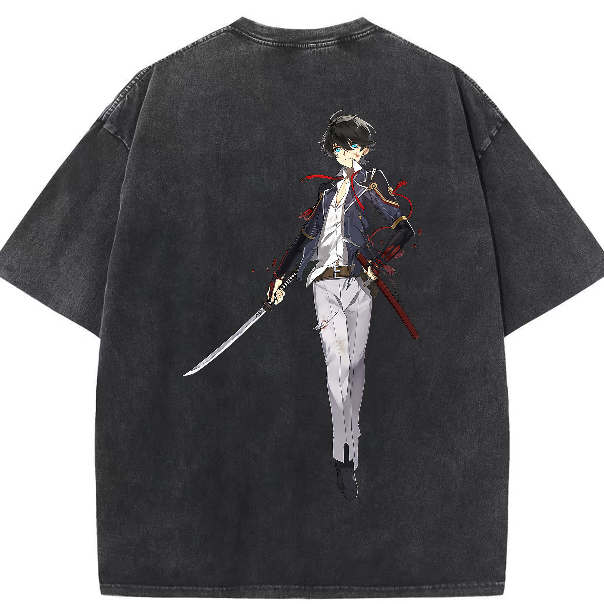 （画像用） 刀剣乱舞 Touken Ranbu 綿100% ヴィンテージ風 半袖Tシャツ（背面プリント）