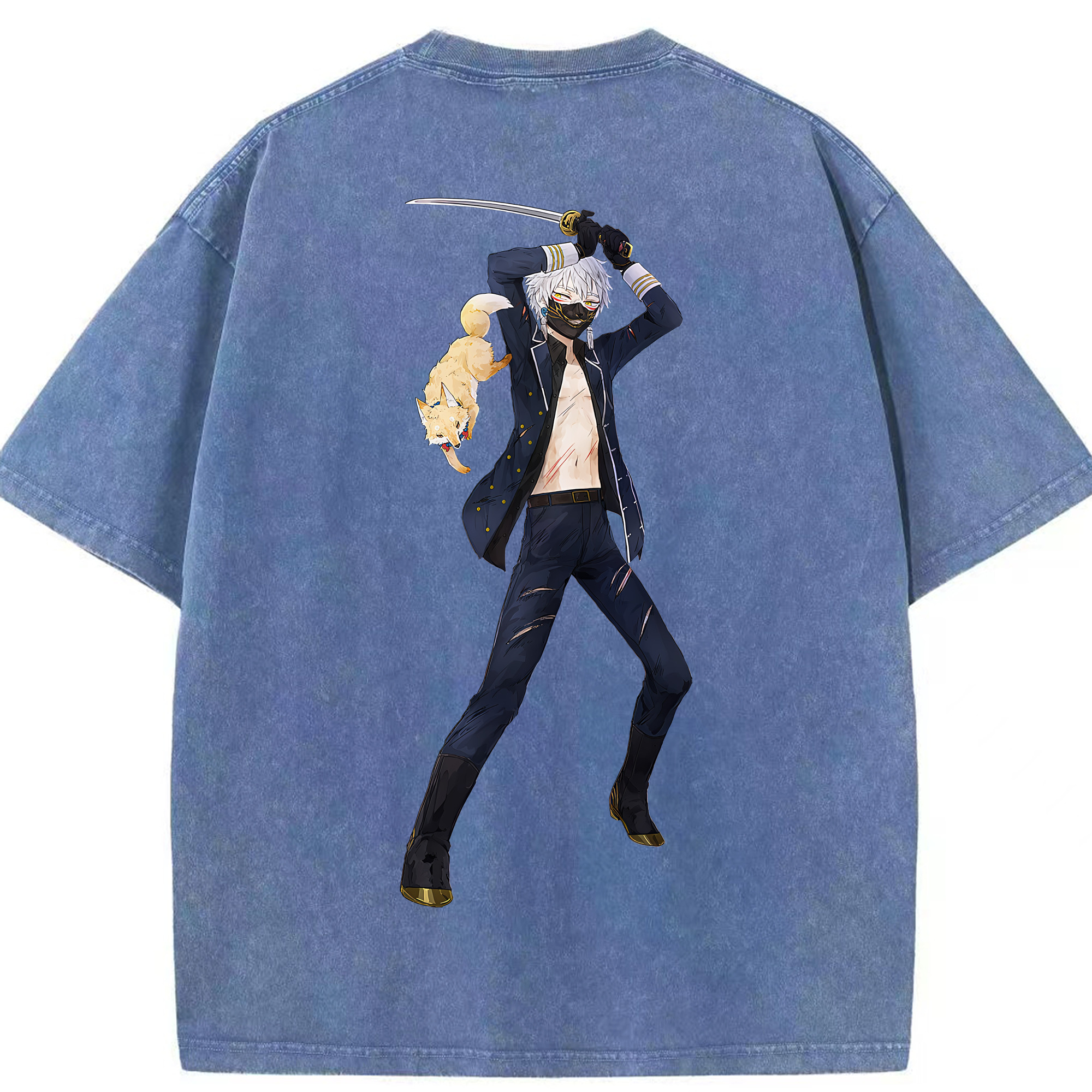 （画像用） 刀剣乱舞 Touken Ranbu 綿100% ヴィンテージ風 半袖Tシャツ（背面プリント）