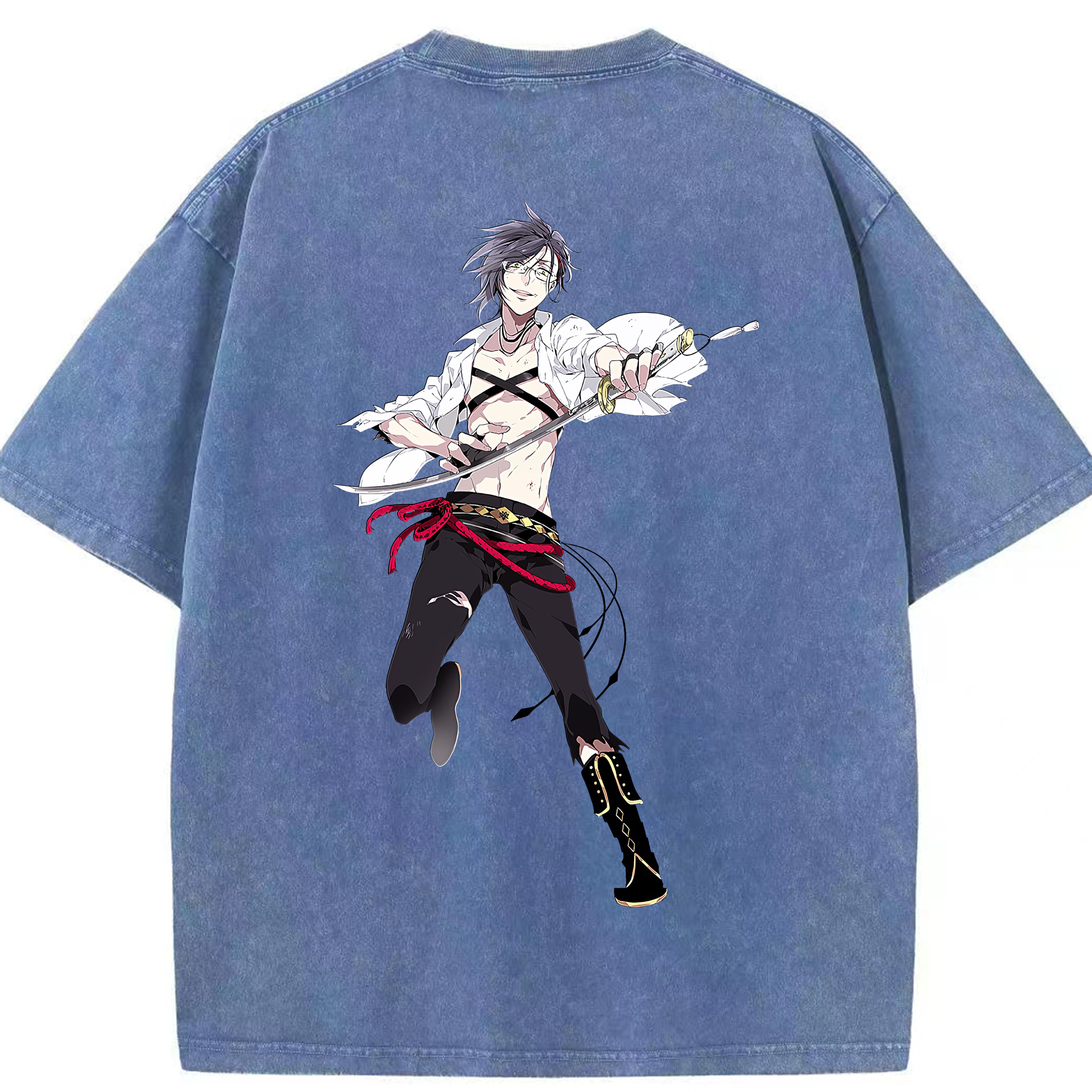 （画像用） 刀剣乱舞 Touken Ranbu 綿100% ヴィンテージ風 半袖Tシャツ（背面プリント）