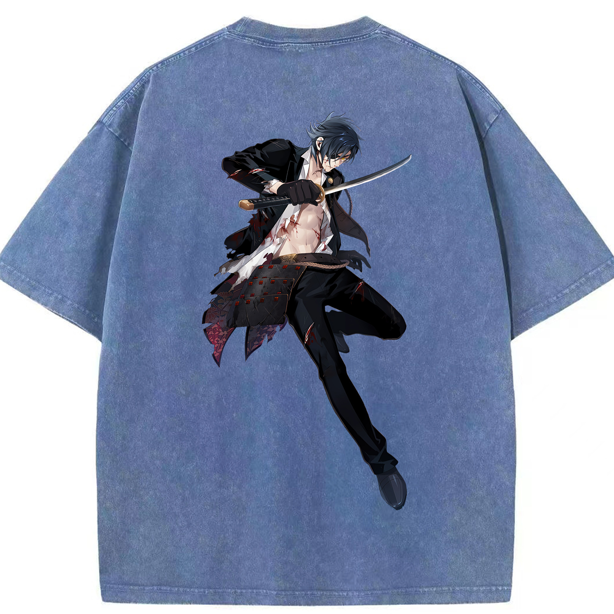 （画像用） 刀剣乱舞 Touken Ranbu 綿100% ヴィンテージ風 半袖Tシャツ（背面プリント）