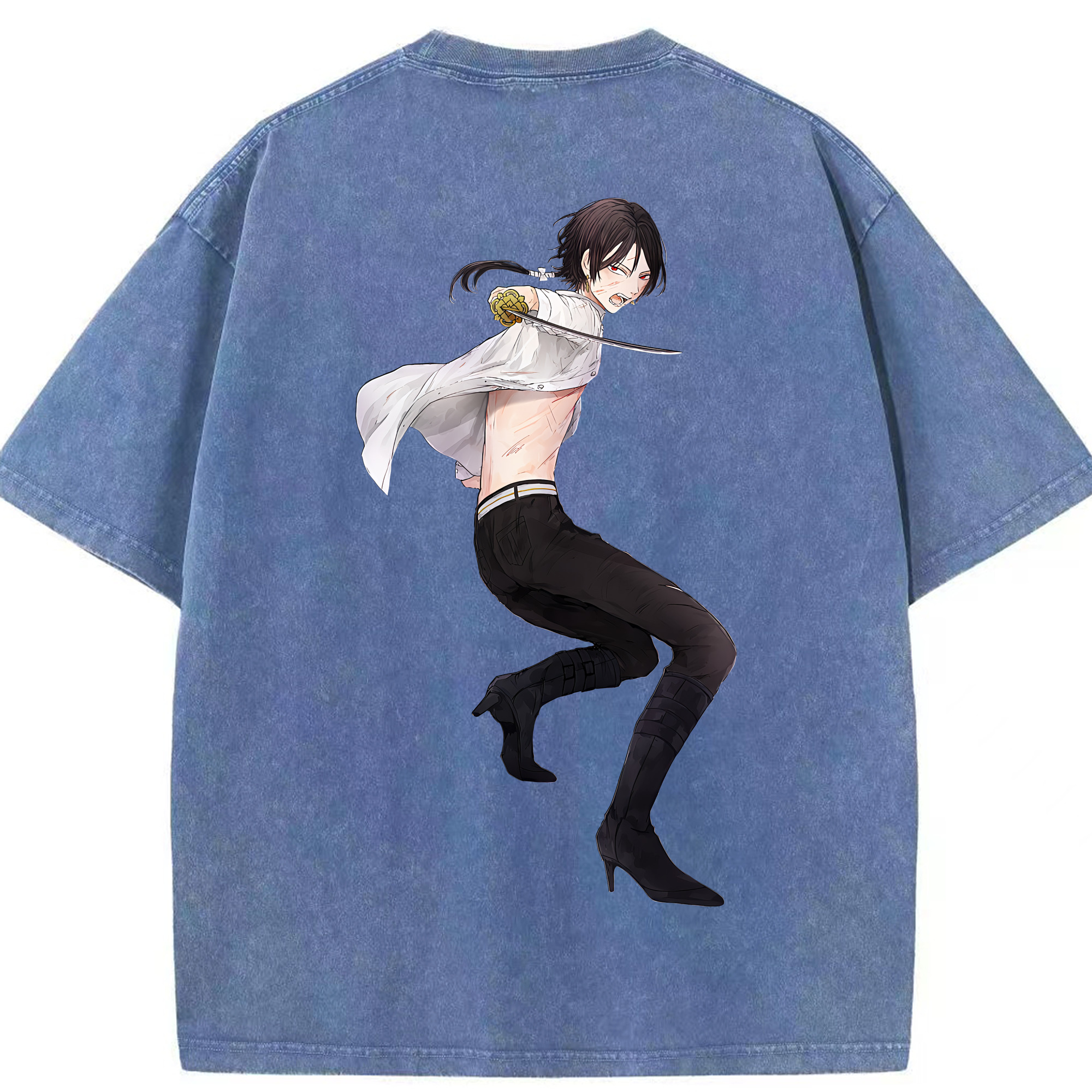 （画像用） 刀剣乱舞 Touken Ranbu 綿100% ヴィンテージ風 半袖Tシャツ（背面プリント）