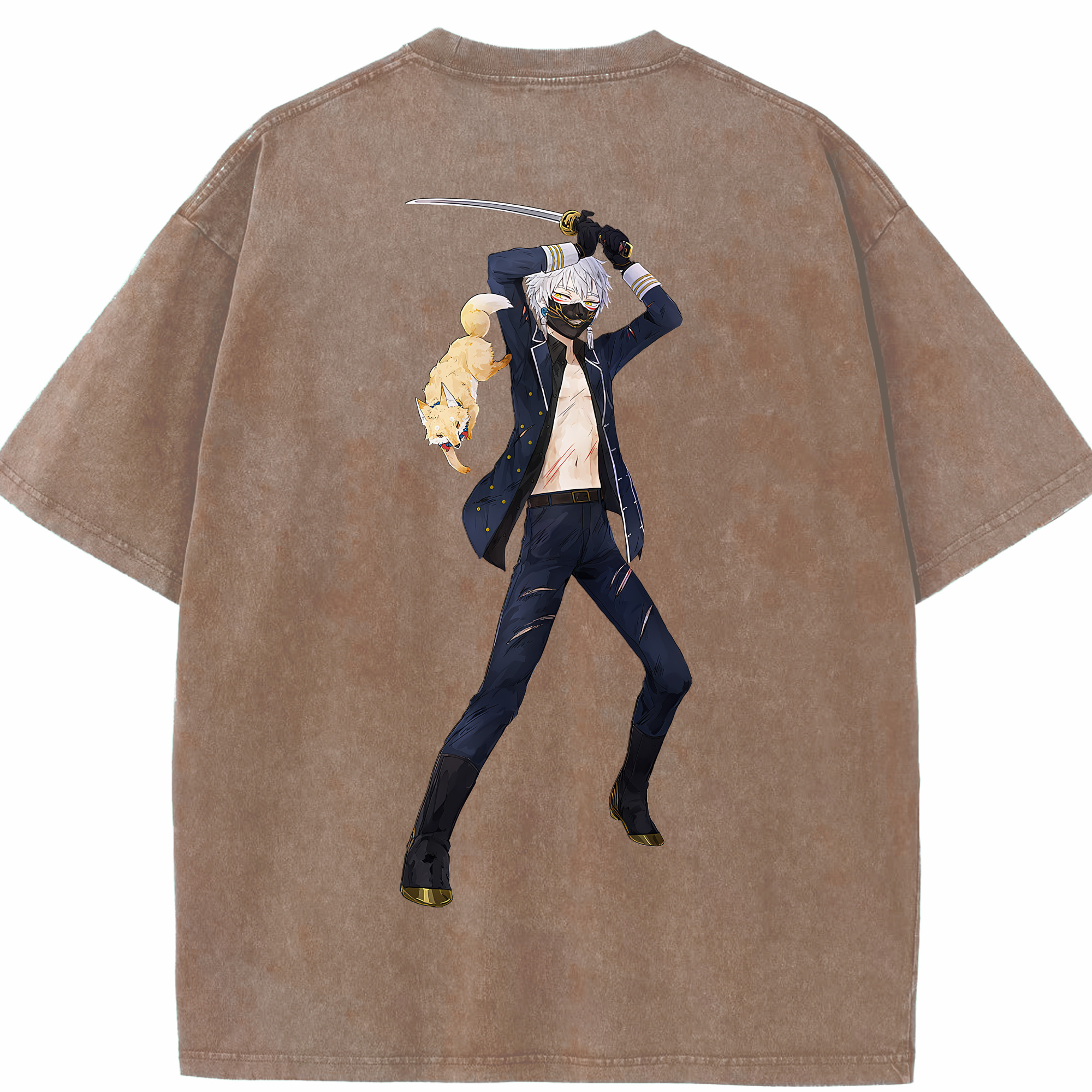 （画像用） 刀剣乱舞 Touken Ranbu 綿100% ヴィンテージ風 半袖Tシャツ（背面プリント）