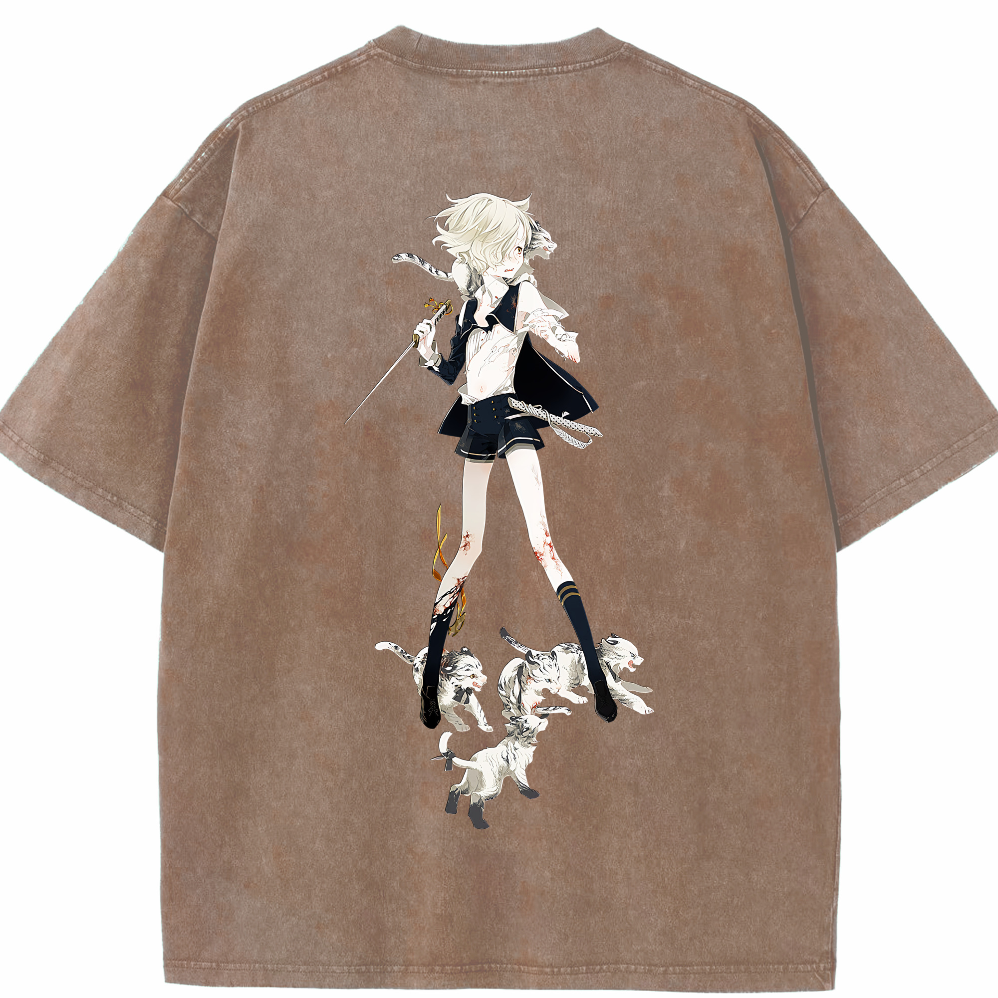 （画像用） 刀剣乱舞 Touken Ranbu 綿100% ヴィンテージ風 半袖Tシャツ（背面プリント）