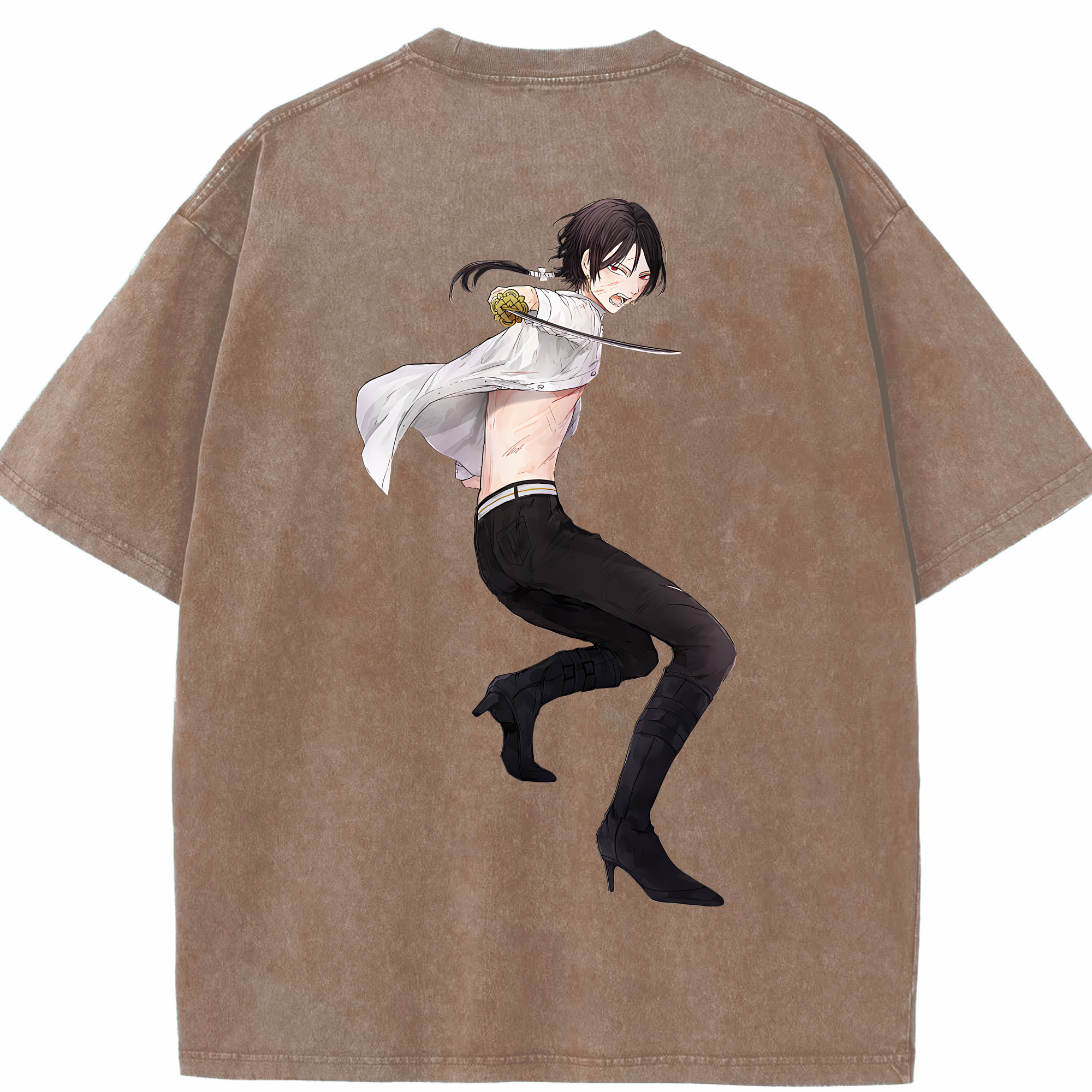 （画像用） 刀剣乱舞 Touken Ranbu 綿100% ヴィンテージ風 半袖Tシャツ（背面プリント）