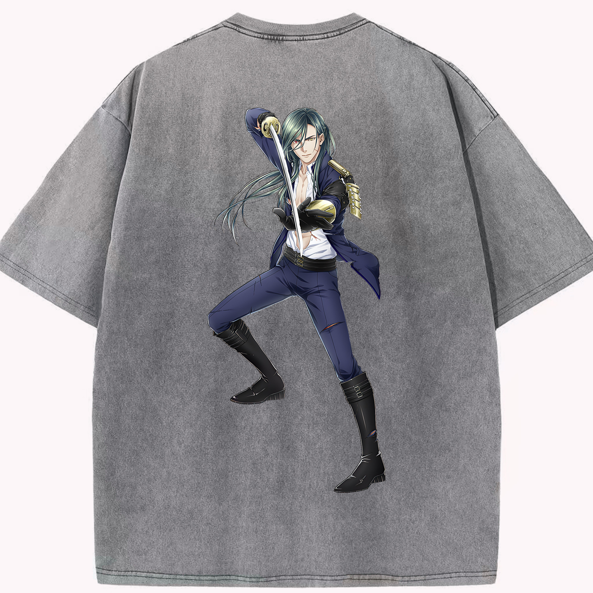 （画像用） 刀剣乱舞 Touken Ranbu 綿100% ヴィンテージ風 半袖Tシャツ（背面プリント）