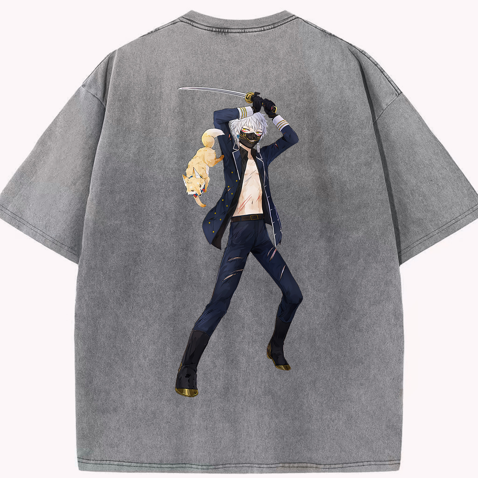（画像用） 刀剣乱舞 Touken Ranbu 綿100% ヴィンテージ風 半袖Tシャツ（背面プリント）