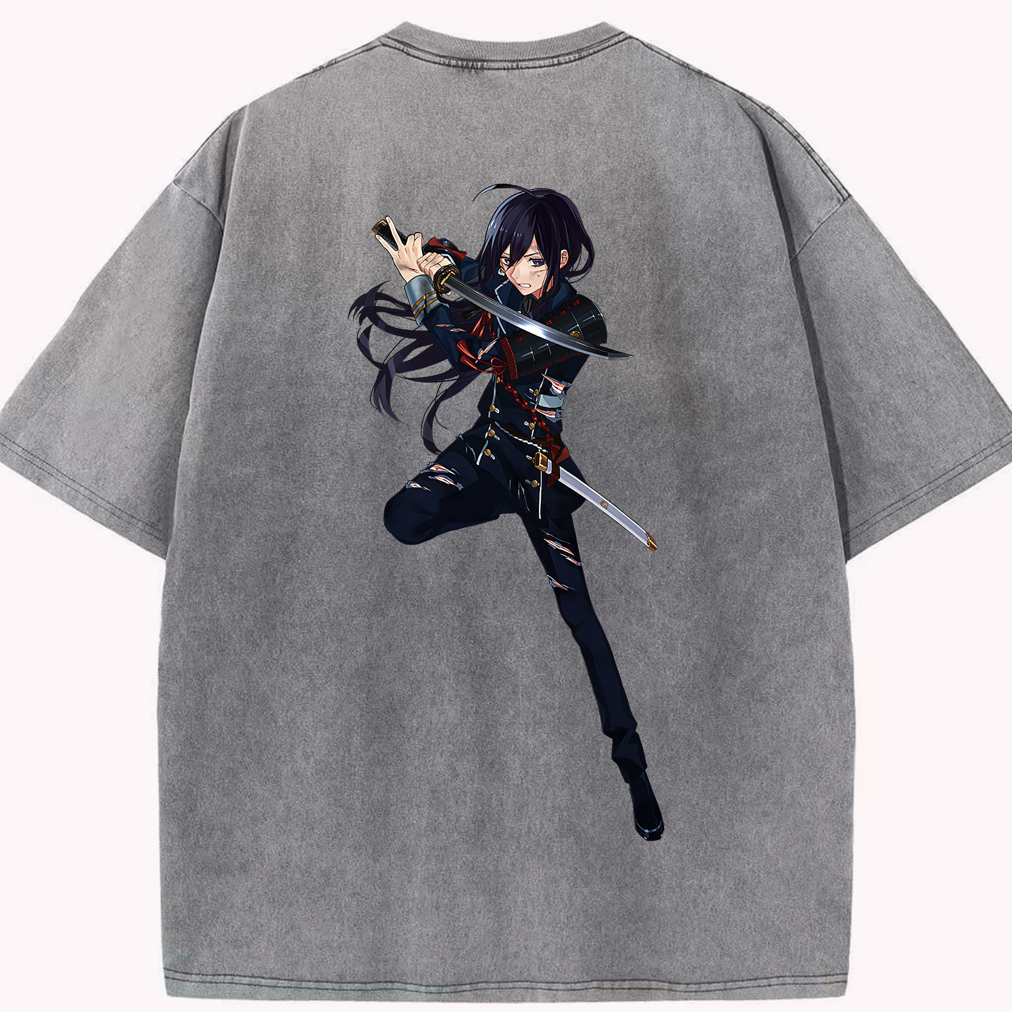 （画像用） 刀剣乱舞 Touken Ranbu 綿100% ヴィンテージ風 半袖Tシャツ（背面プリント）