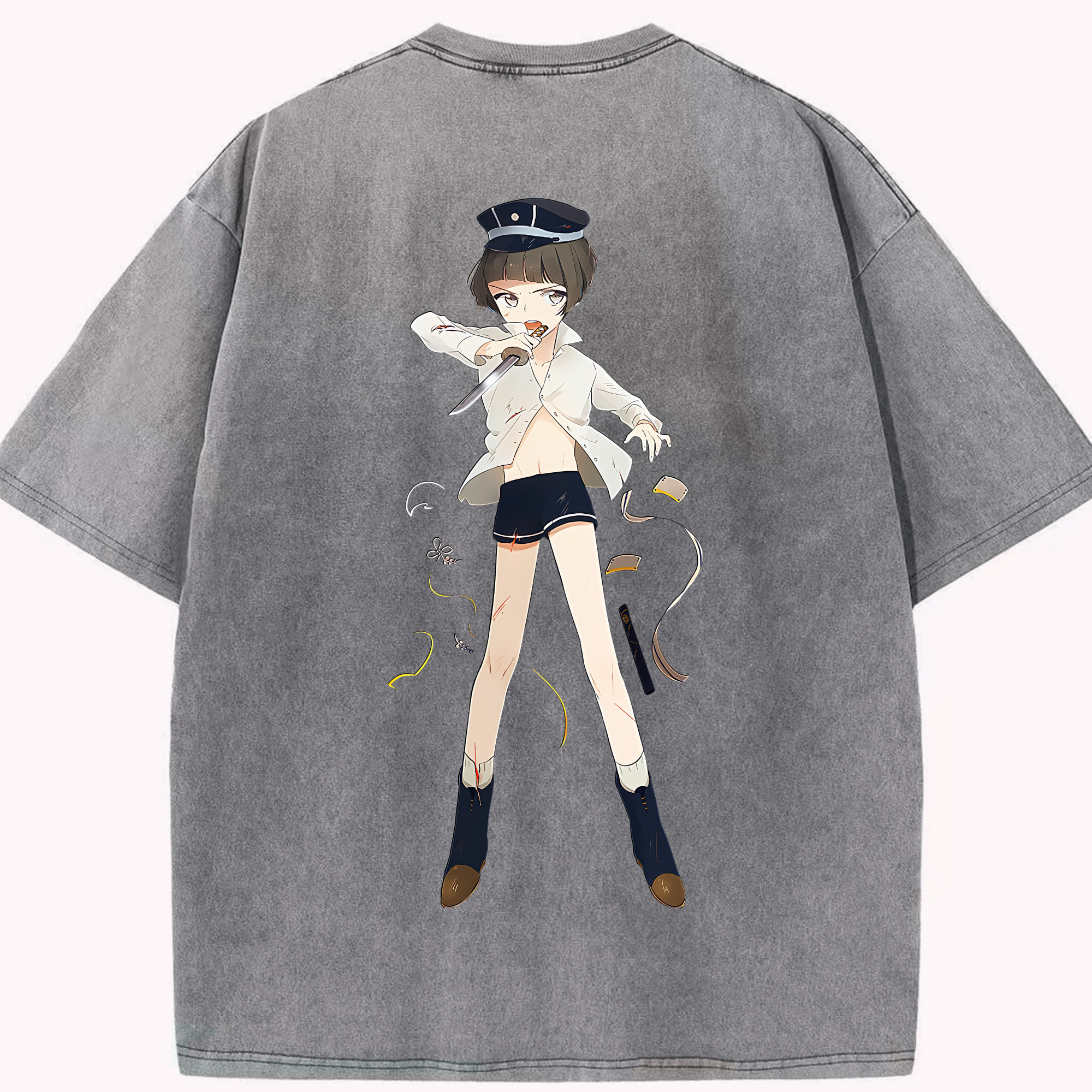 （画像用） 刀剣乱舞 Touken Ranbu 綿100% ヴィンテージ風 半袖Tシャツ（背面プリント）