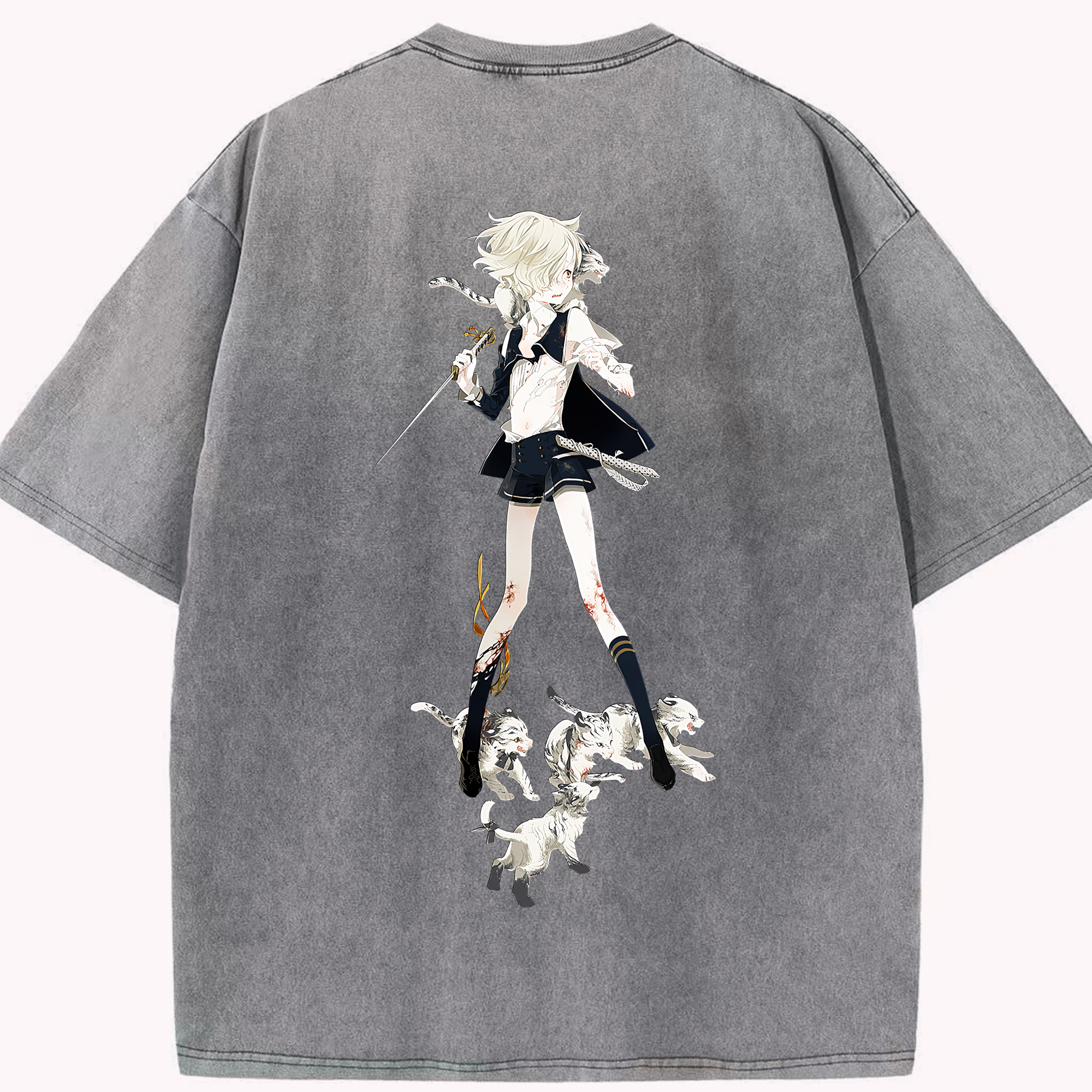 （画像用） 刀剣乱舞 Touken Ranbu 綿100% ヴィンテージ風 半袖Tシャツ（背面プリント）